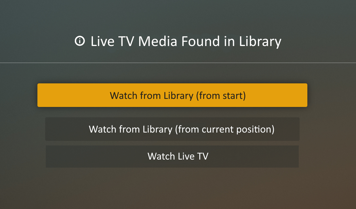 A feature I'd love to see for Live TV Media matched in Library, option