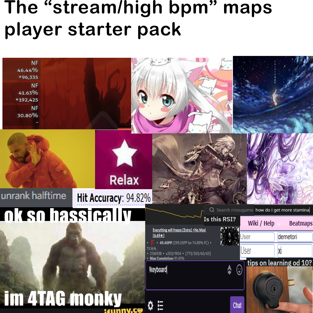 Stream/high bpm maps player starter pack osugame
