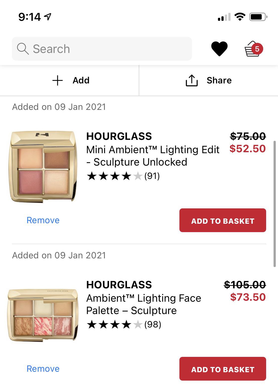 The Hourglass Ambient Lighting Palettes (both regular and mini) is now on sale at Sephora Canada