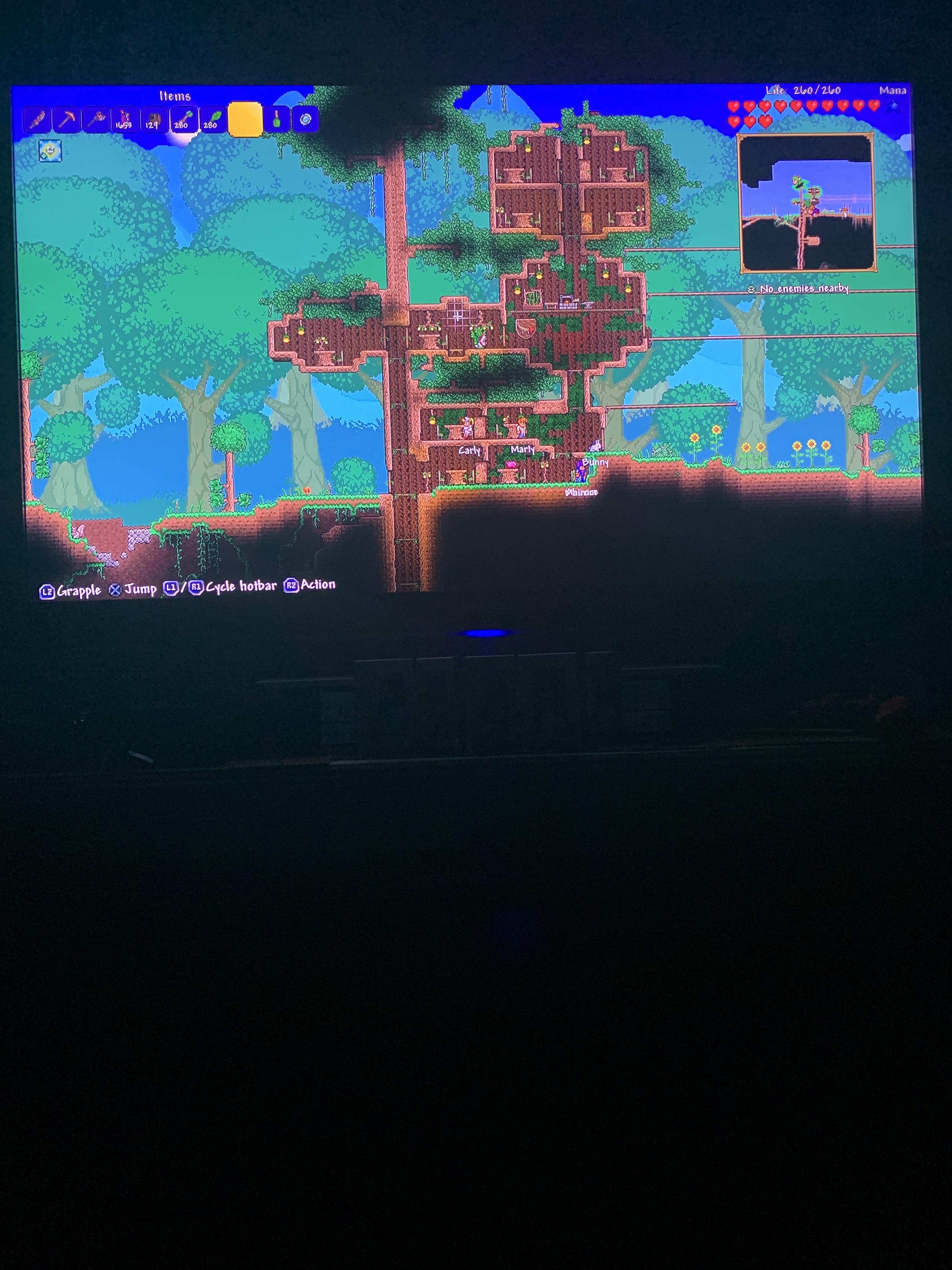 My lil prehardmode treehouse I made thanks to the living wood wands and