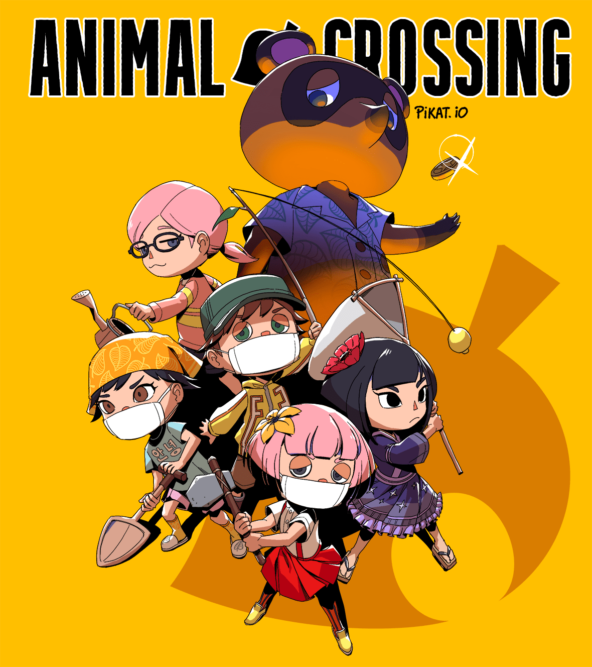 I drew a cover for Animal Crossing as a traditional JRPG AnimalCrossing