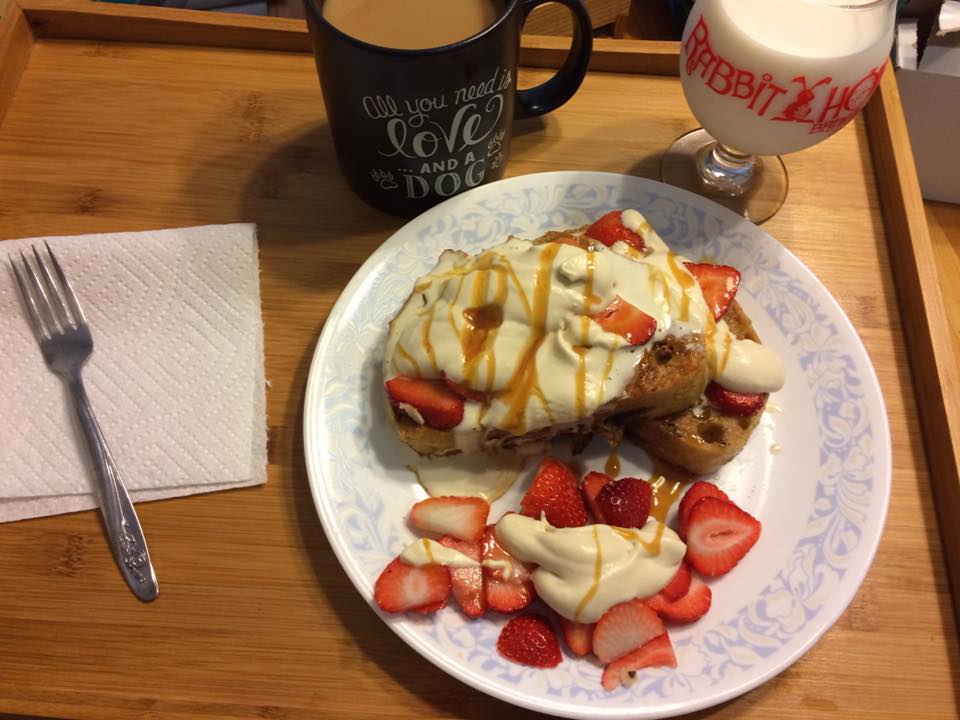 [Homemade] Bailey's chocolate Stuffed French Toast (Recipe in Comments) food