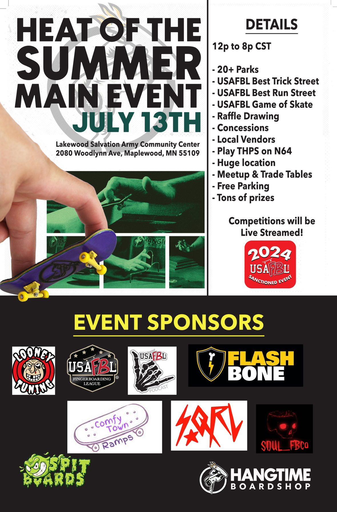 USAFBL Sanctioned Fingerboard Event near St Paul, MN July 13th r