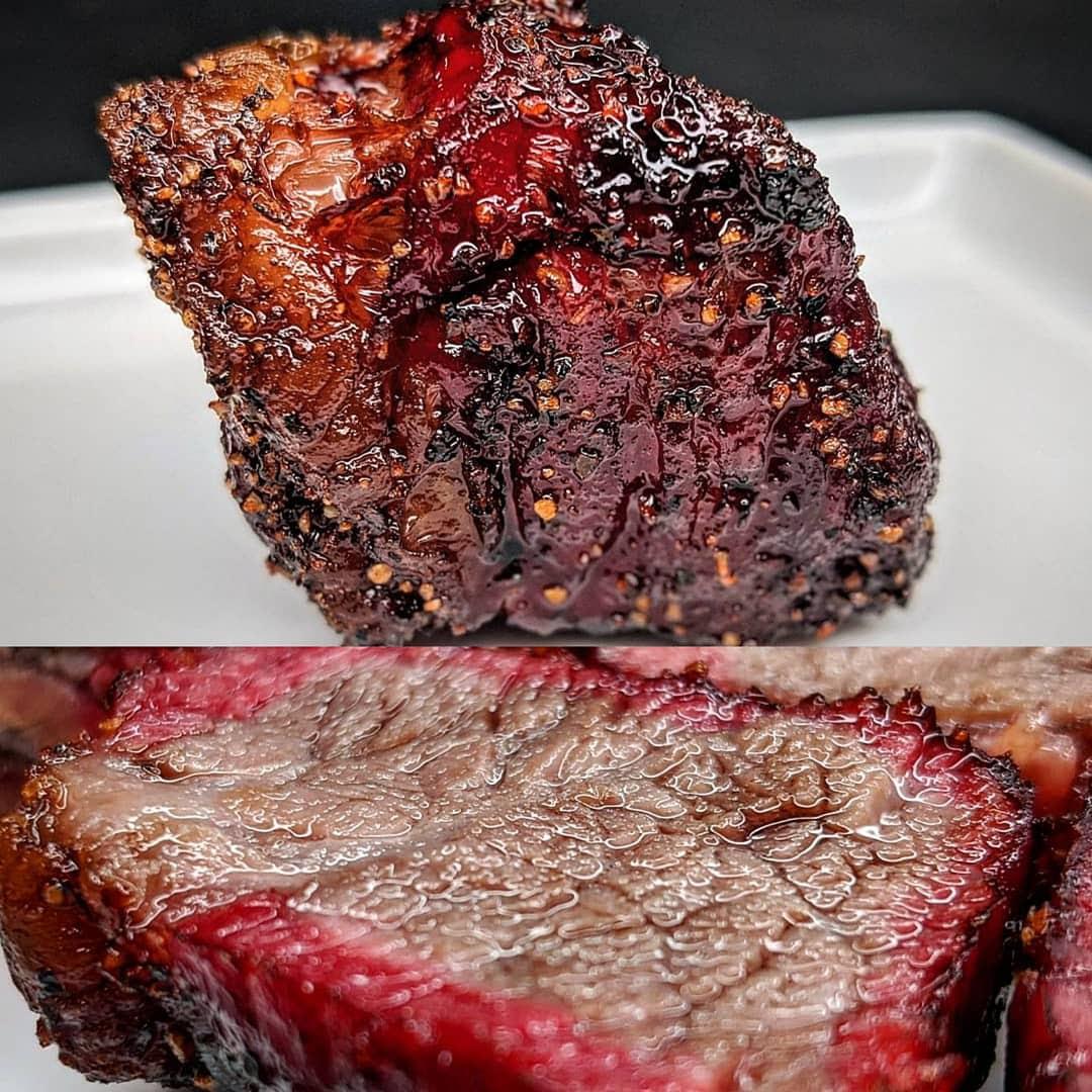 Chuck Roast Burnt Ends, seasoned with Meat Church Holy Cow 180/2 hours