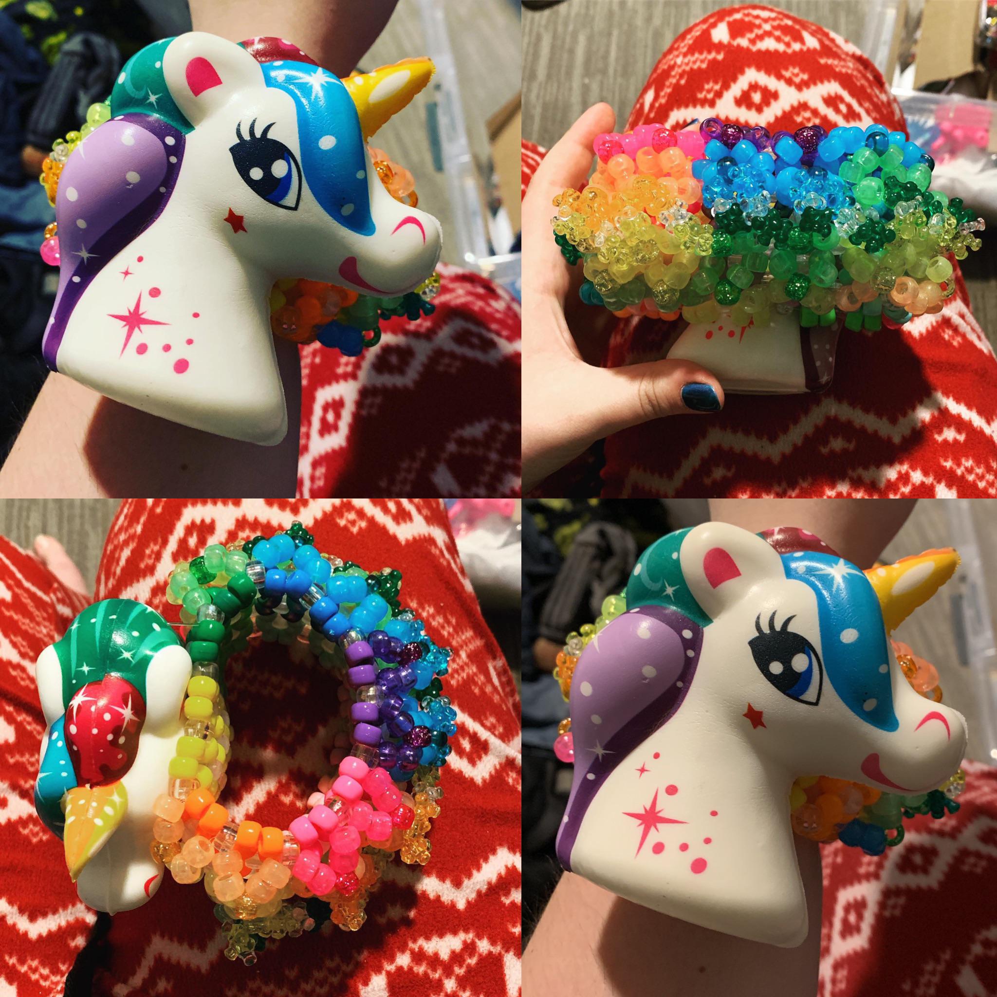 Unicorn kandi cuff ft. dollar tree squishy toy r/kandi