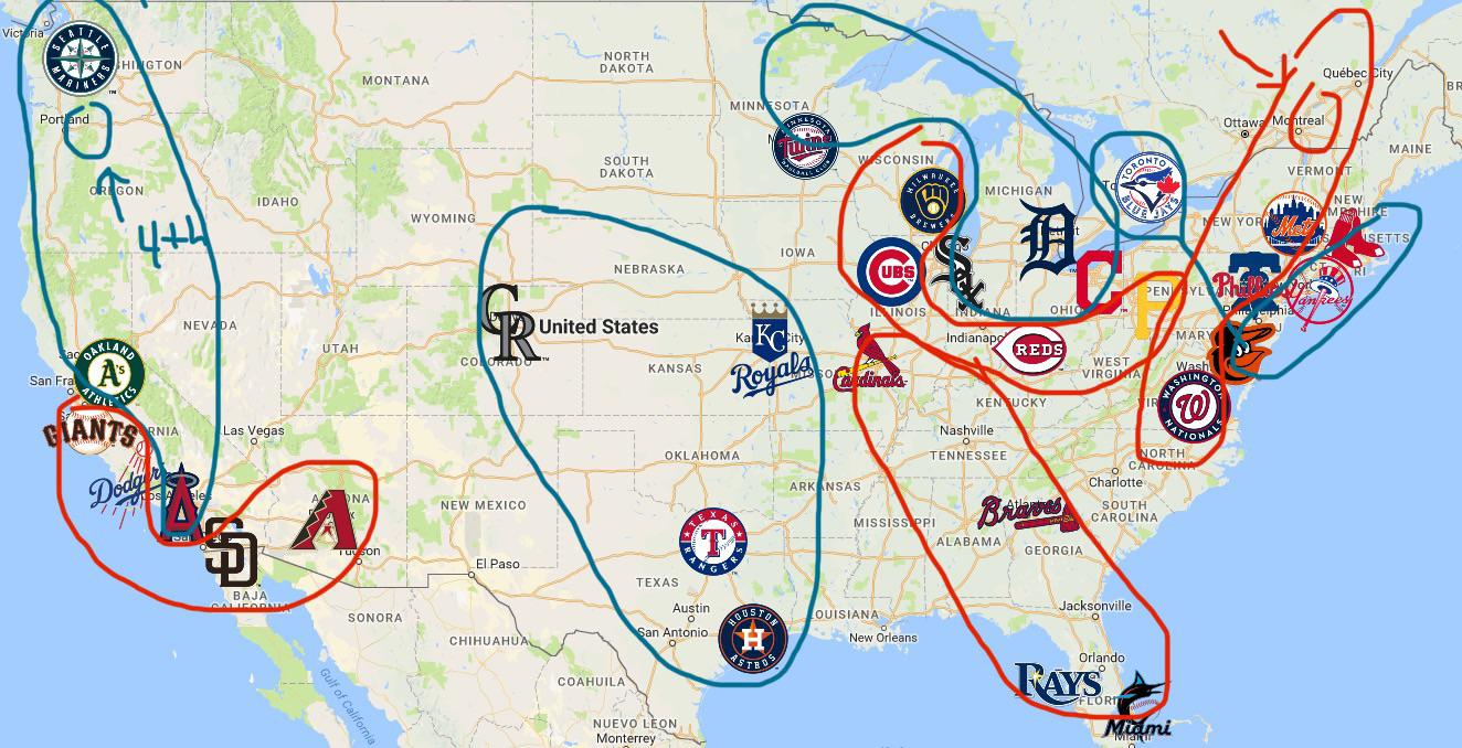 Proposed Division Map Portland/Montreal Expansion r/baseball