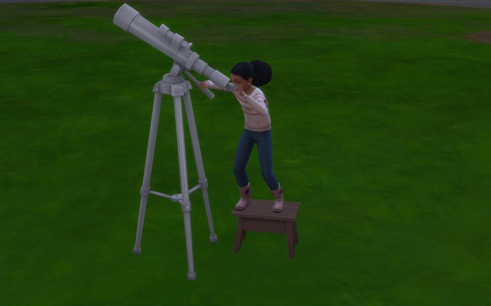 child sims use a stool with the new telescope !! r/Sims4