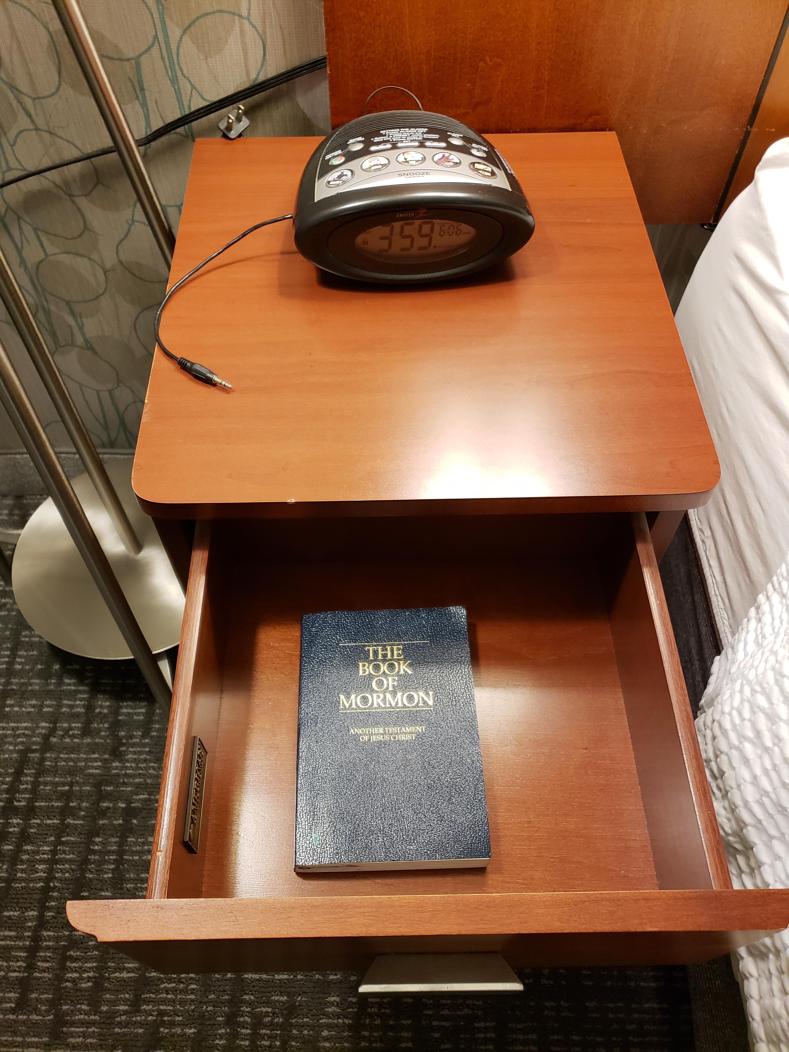 The hotel I am staying in offers The Book of Mormon in the nightstand