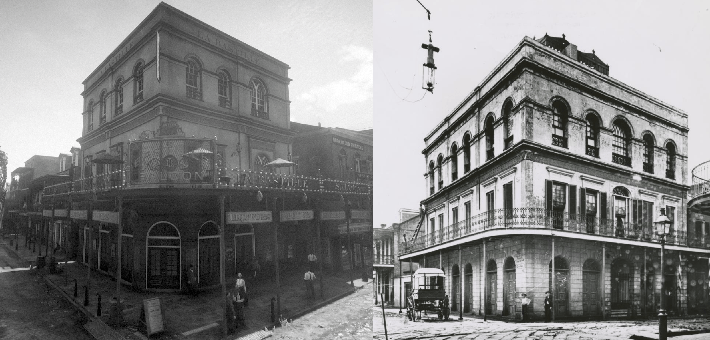 Bastille Saloon, St. Denis, 1899 vs. LaLaurie Mansion, New Orleans, ≈