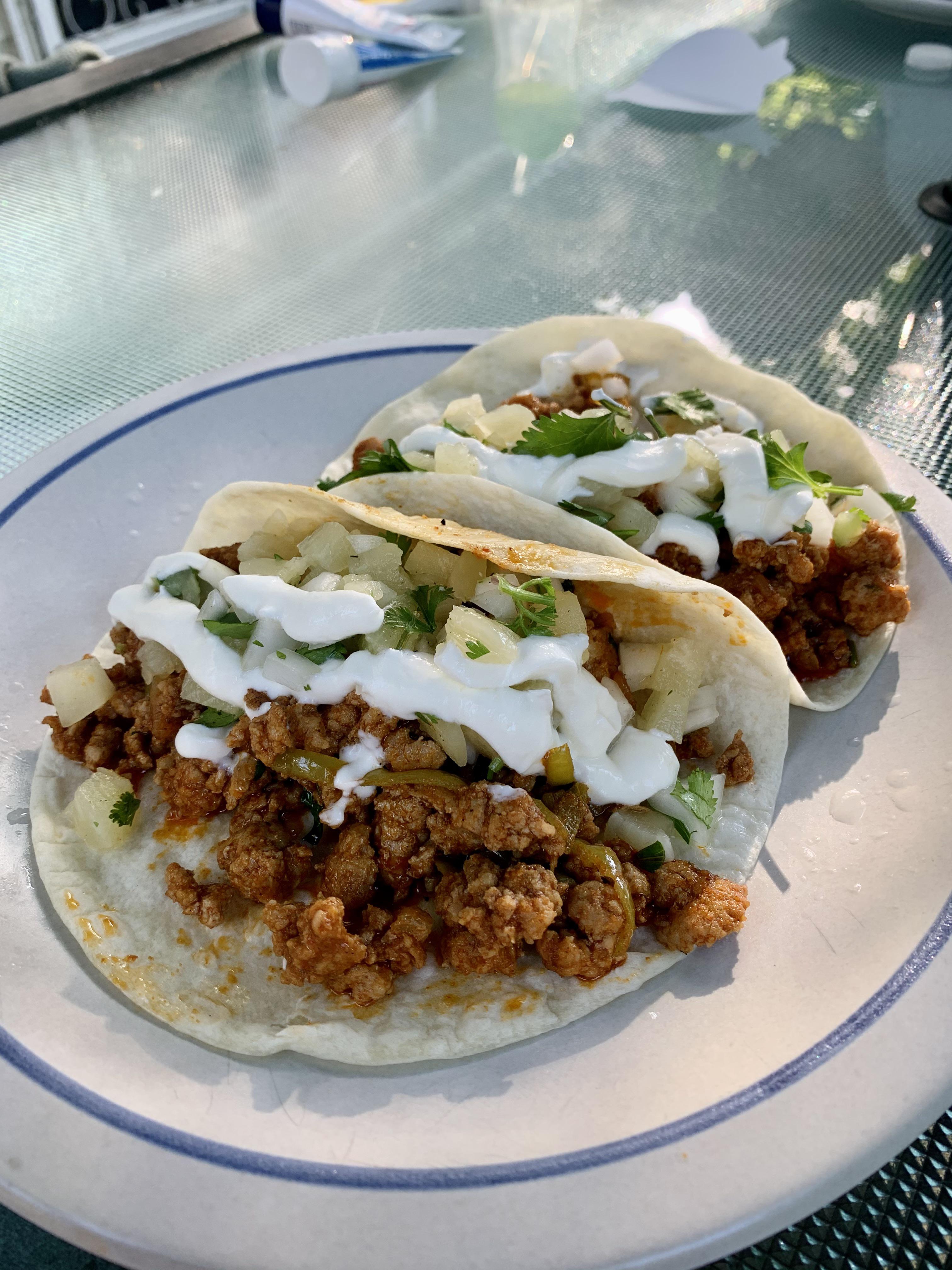 Pineapple Pork Salsa Tacos! Very good, but I prefer the Citrus Tacos