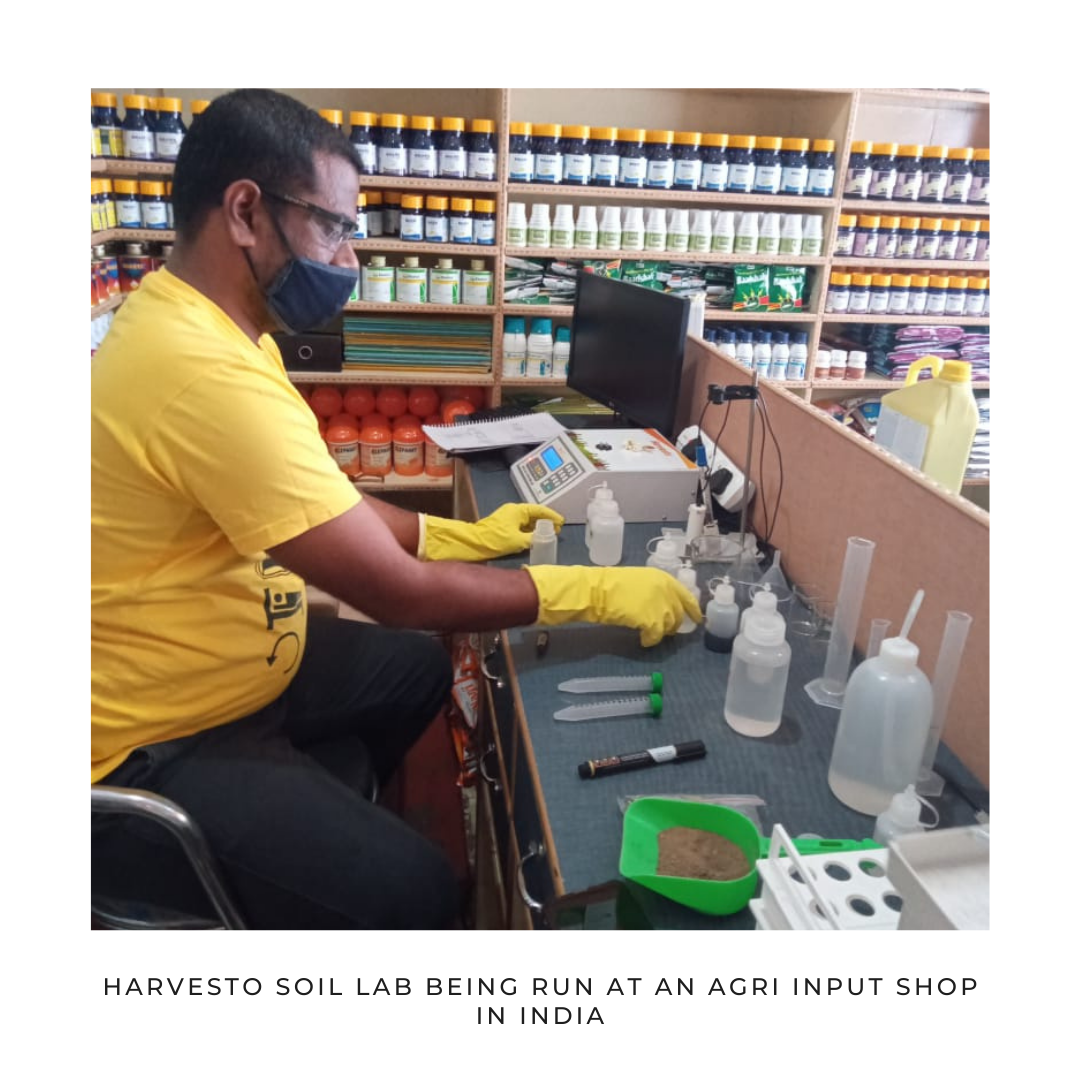 Soil Testing Kit by Harvesto used at an agri input shop in India r