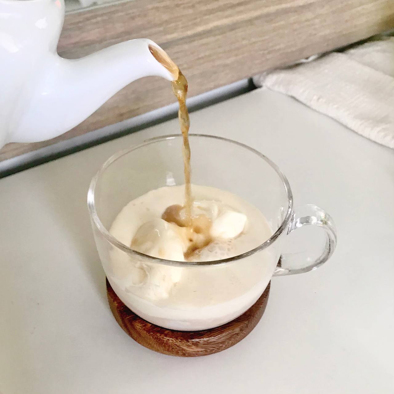 Assam Black Tea (steeped 3 minutes) on vanilla ice cream my version