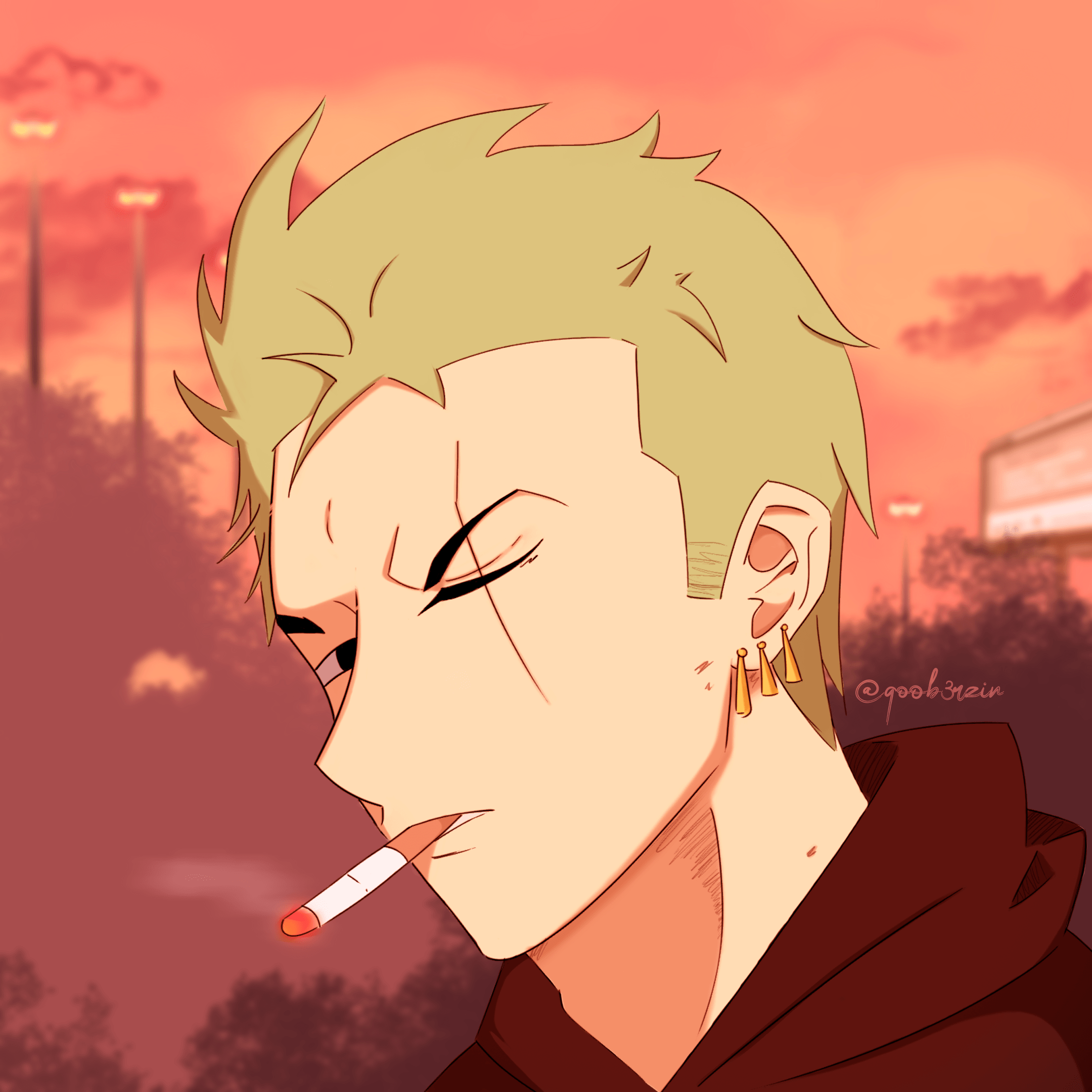 Zoro Fanart Smoking at sunset 🚬 r/AnimeSketch