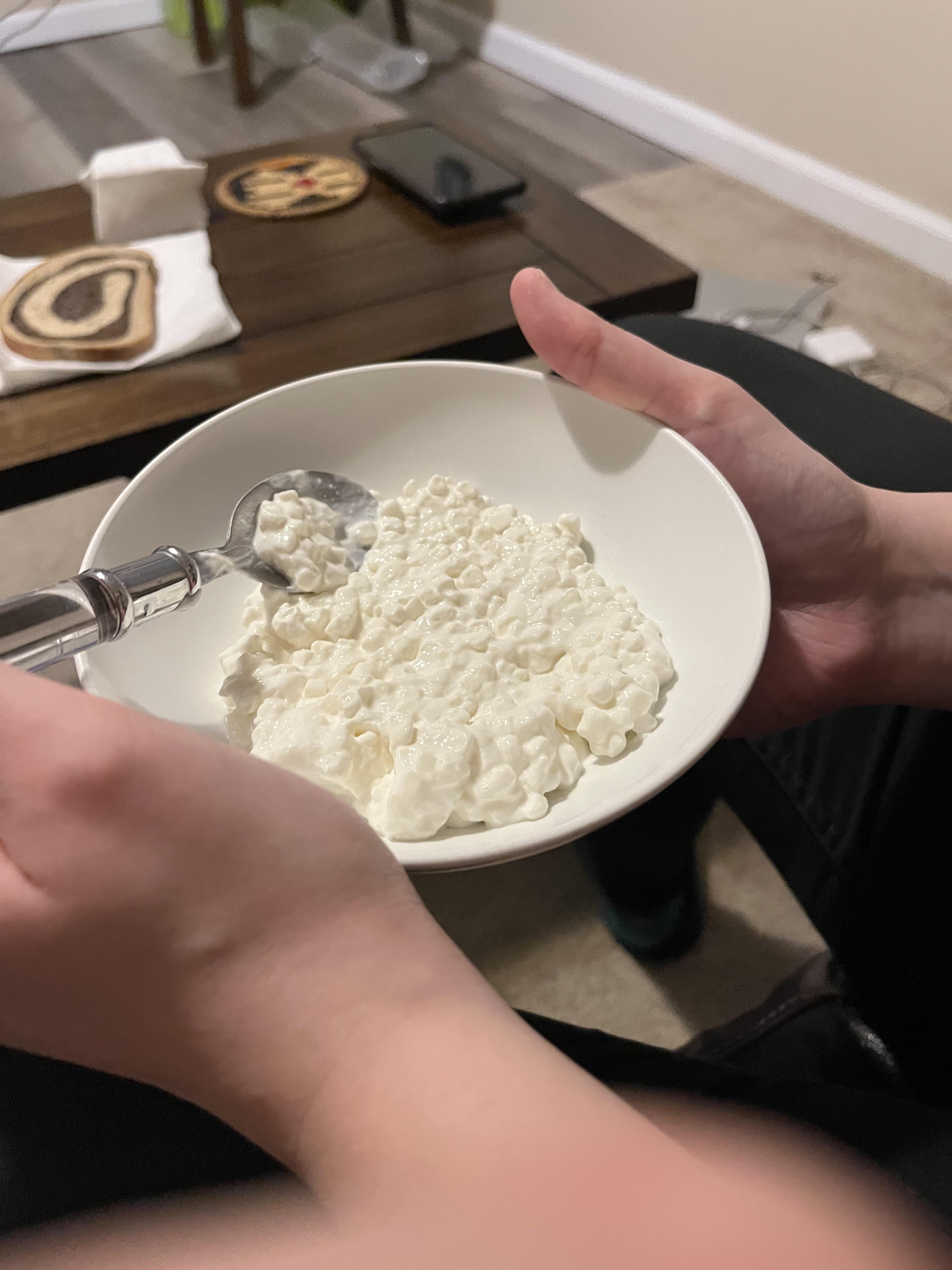 Do people actually eat straight cottage cheese out of bowl or is my gf