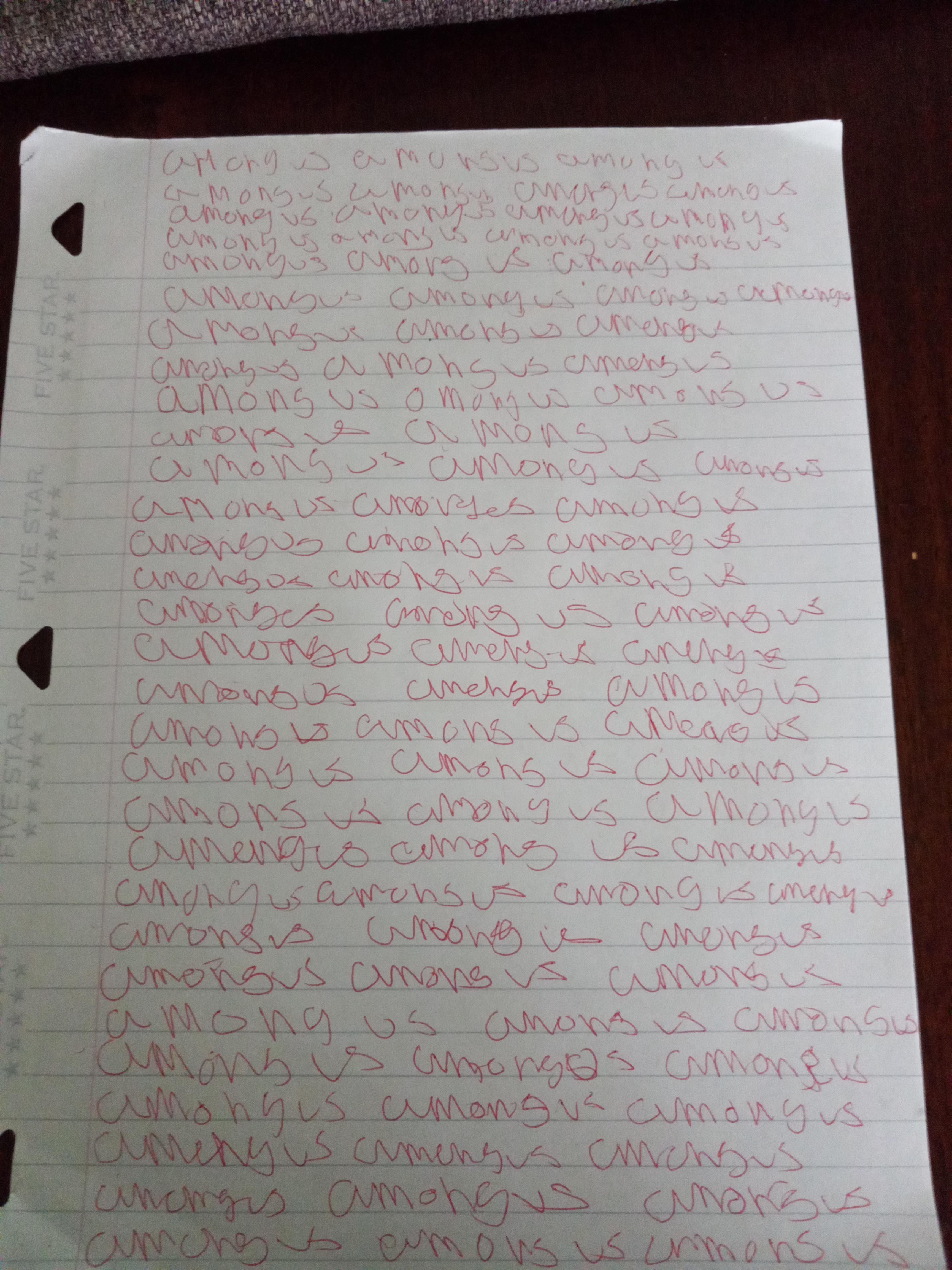 Among Us r/Handwriting