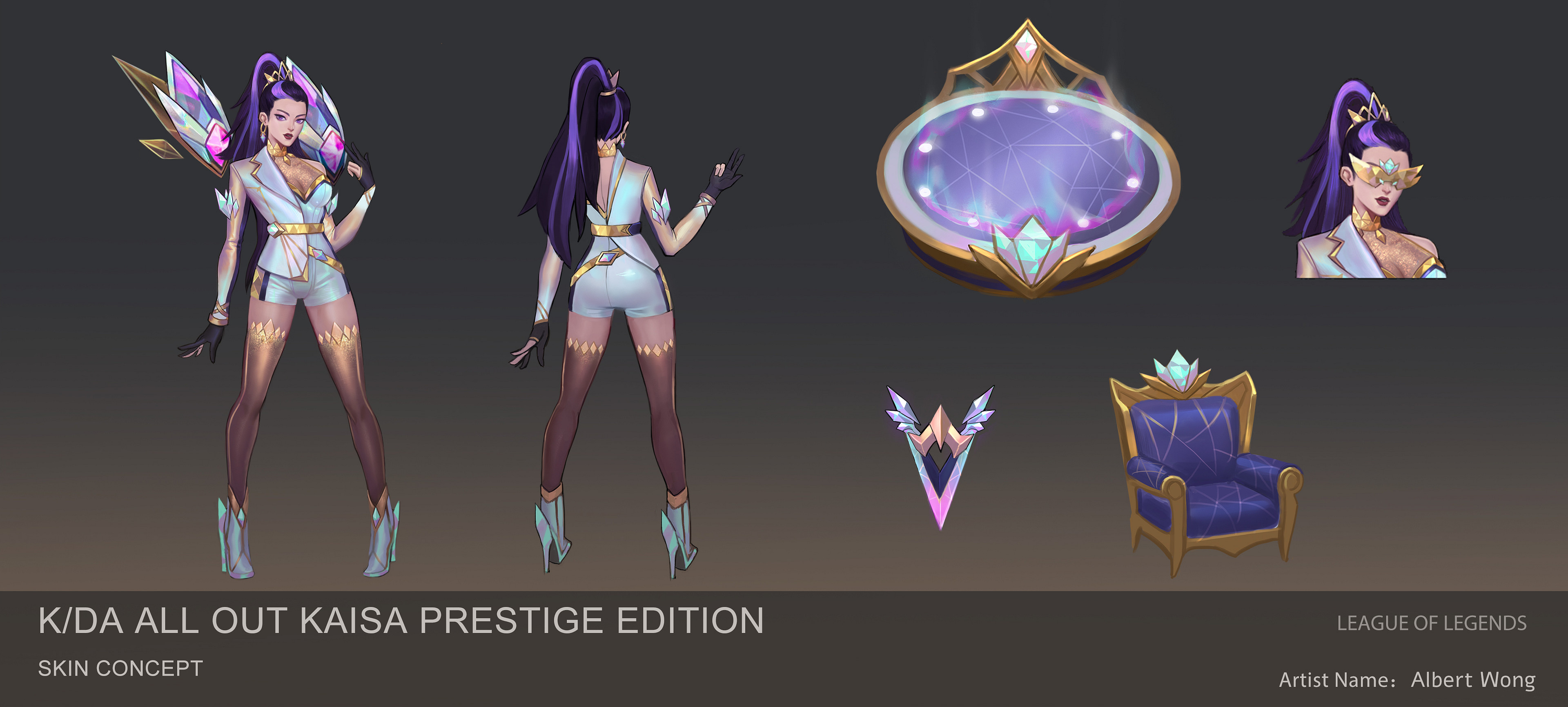 Prestige K/DA ALL OUT Kai'Sa concept art made by Albert Wong (on