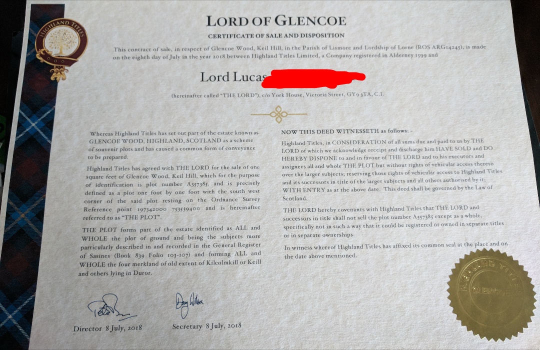 I donated by buying land in a nature preserve in scotland and they gave