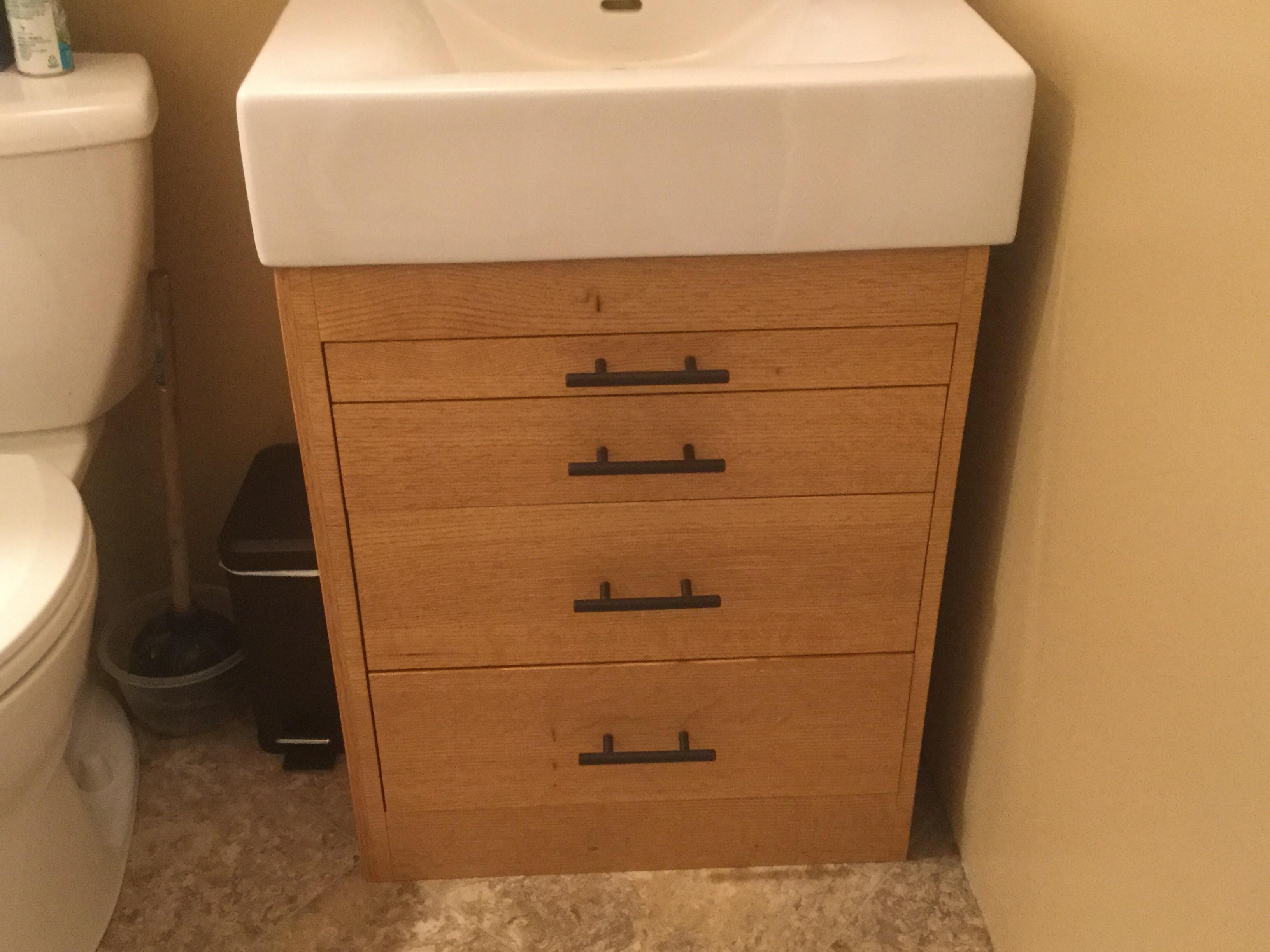 Quarter Sawn Oak (face) vanity base with drawers, carcass is made with