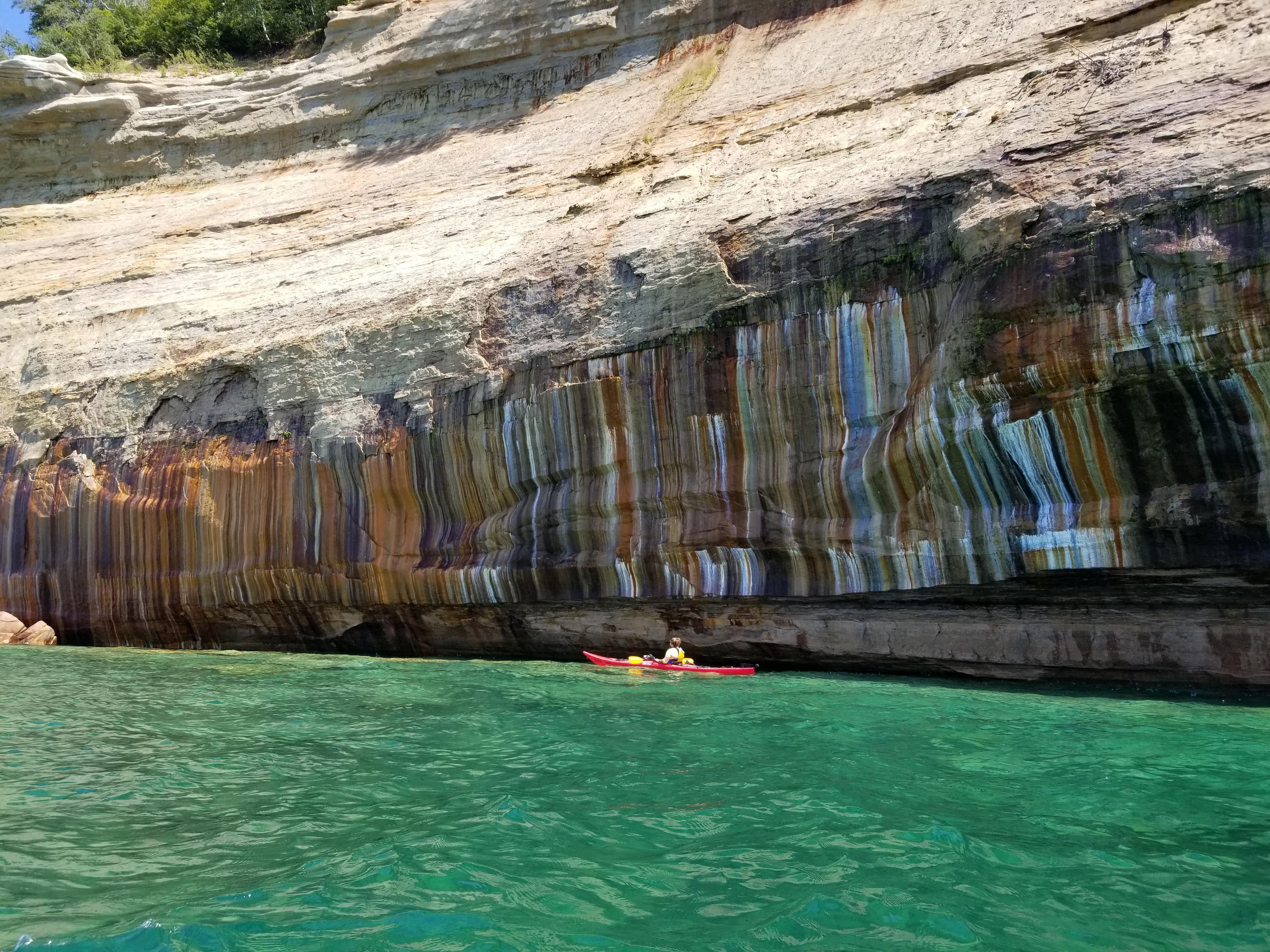 I did a 6hour kayaking tour of Pictured Rocks lakeshore in Michigan's Lake Superior. They're