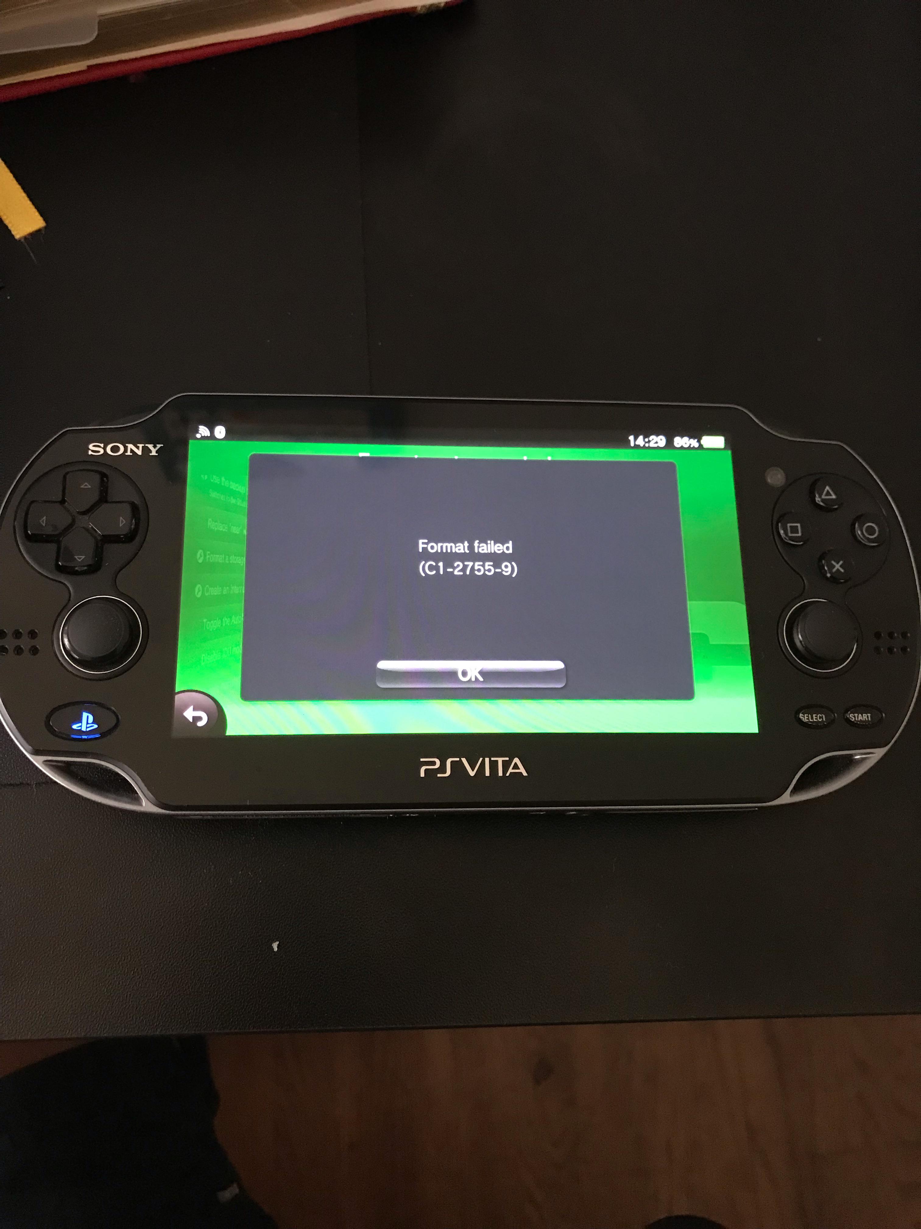 SD2vita not working I used three different memory card and this always