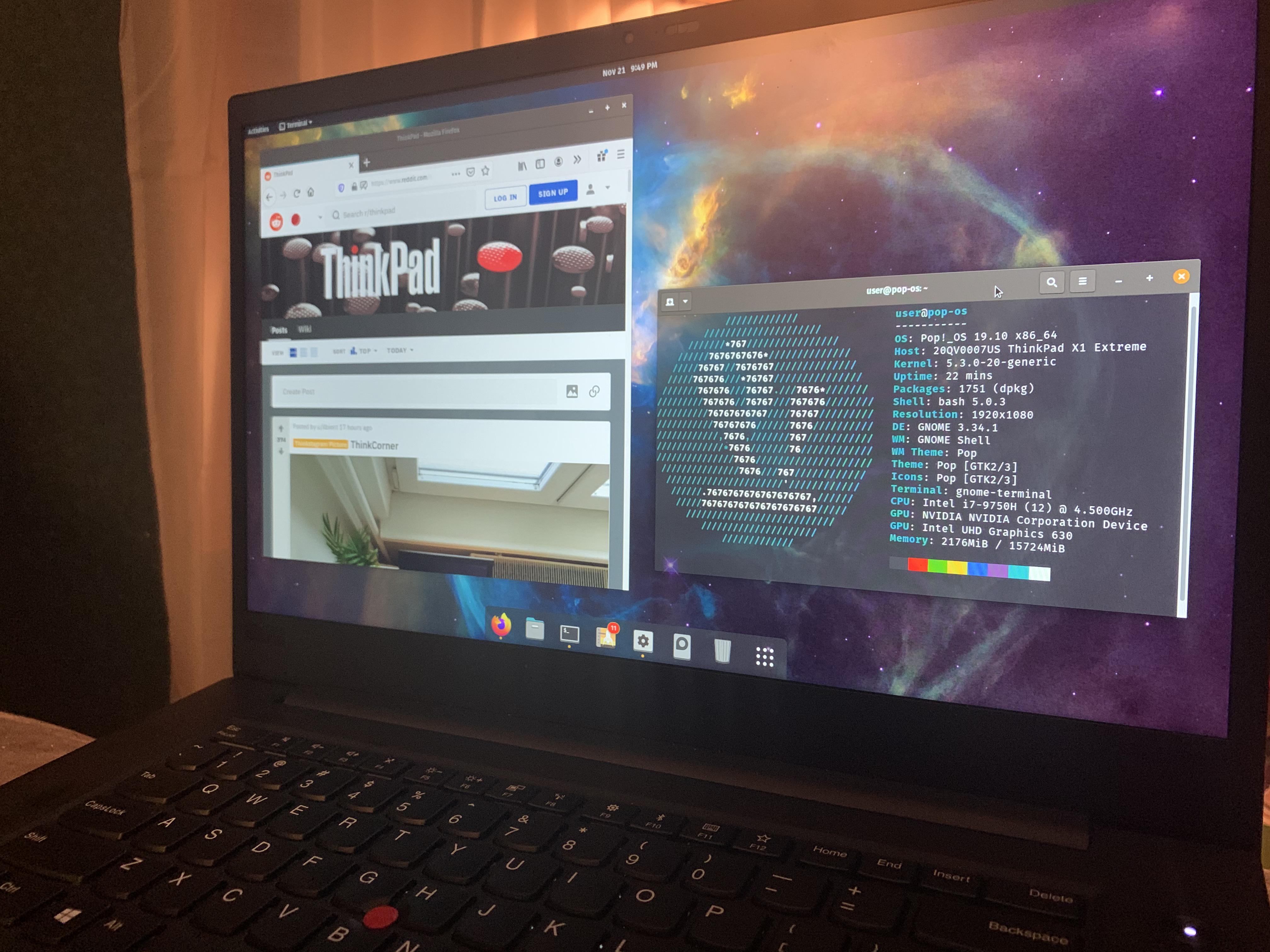 Pop!_OS installed on a ThinkPad X1 Extreme Gen 2 r/pop_os