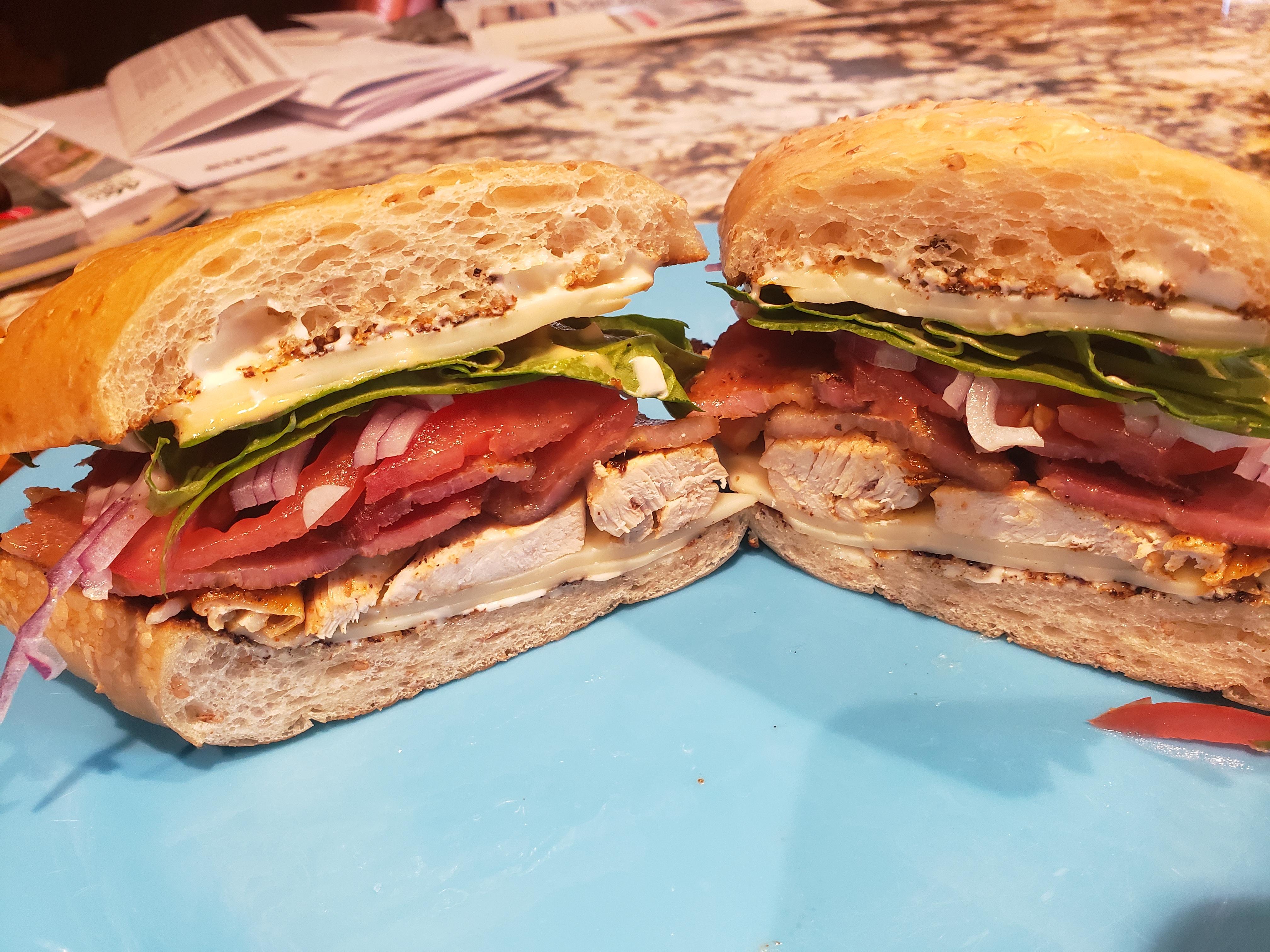 I roasted a chicken and some bacon for club sandwiches. Havarti and