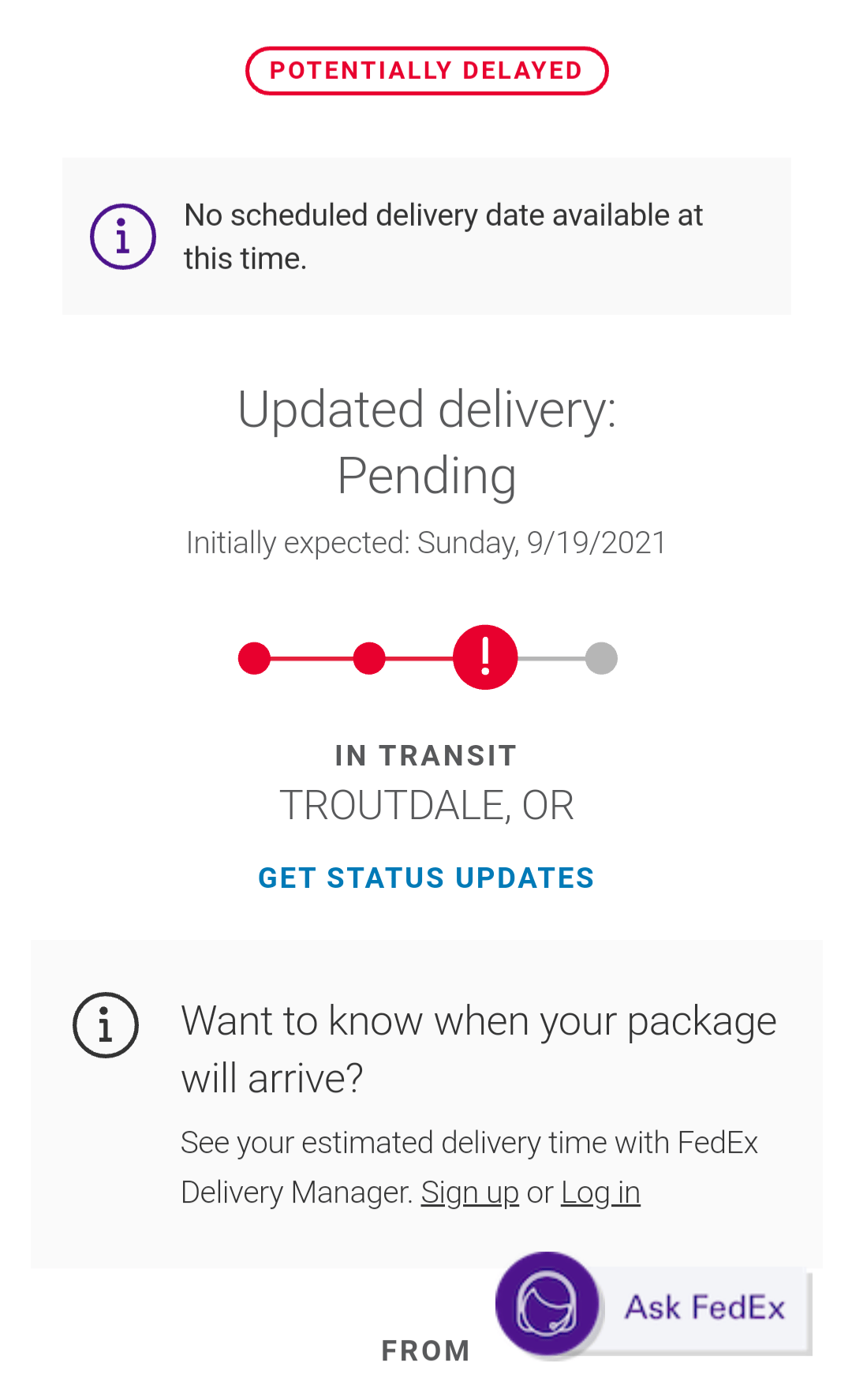 Troutdale is only 2 hours away from me, and it's been "in transit" there for 3 days now. I