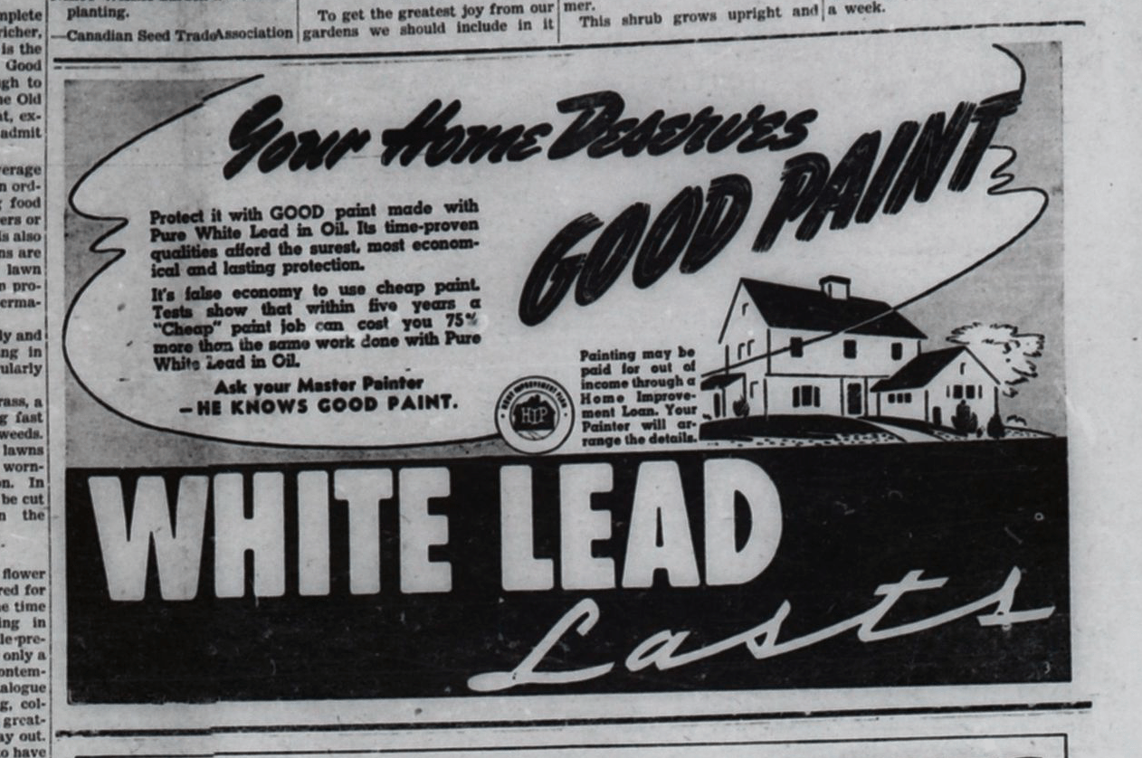 White Lead Paint Lasts! (From The Grimsby Independent April 28, 1938