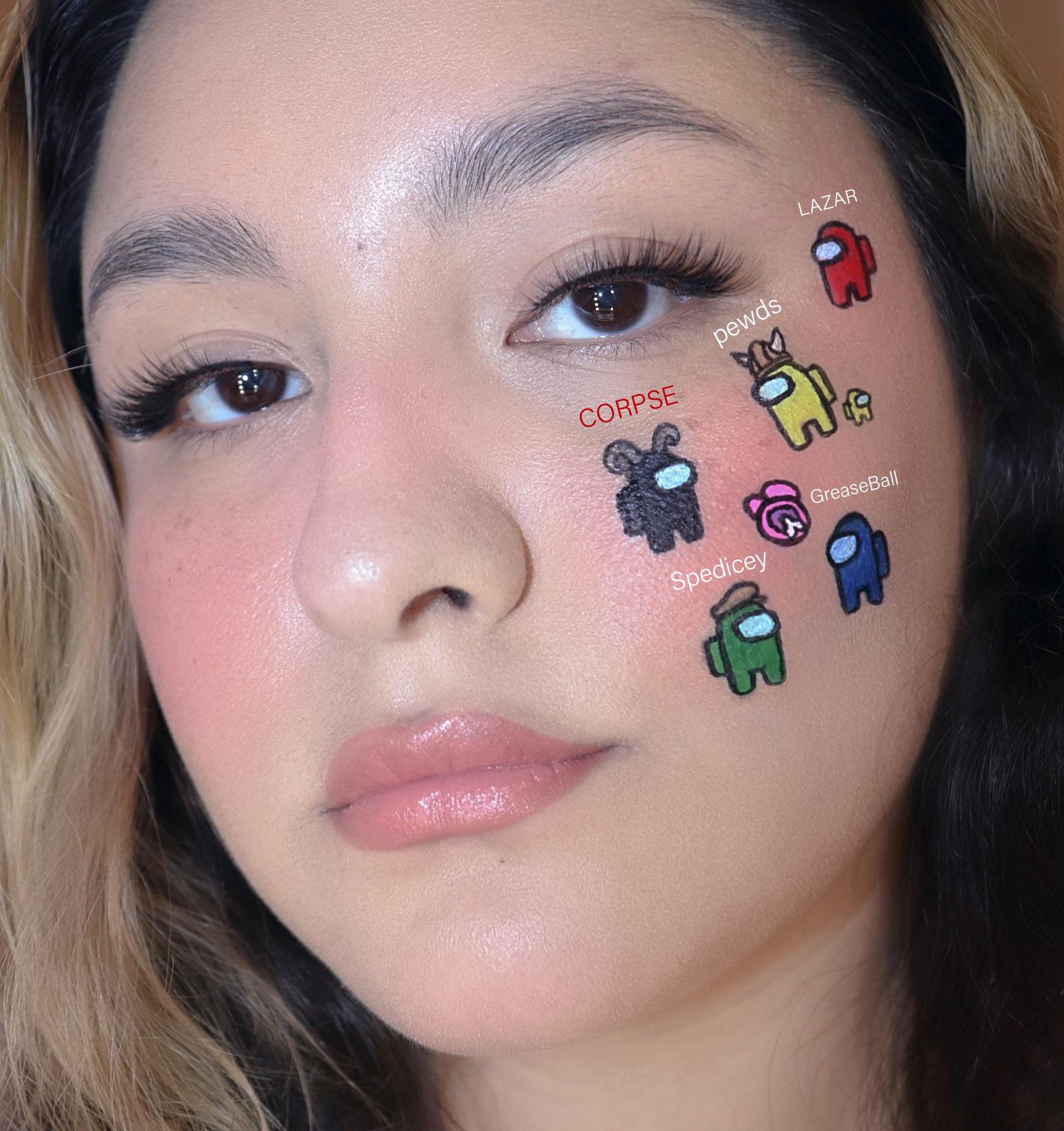 Among Us makeup art with pewds, jack, lazarbeam, corpse husband and