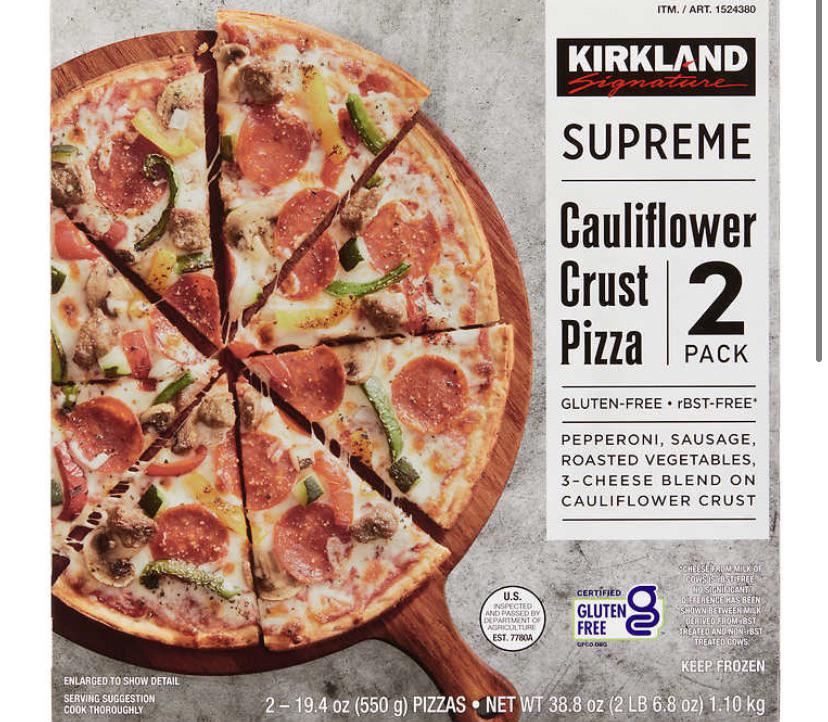 kirkland cauliflower pizza ! so yummy don’t be afraid to burn it