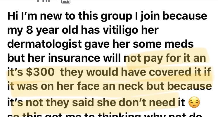 This is why we keep fighting as a community leaders for vitiligo. This