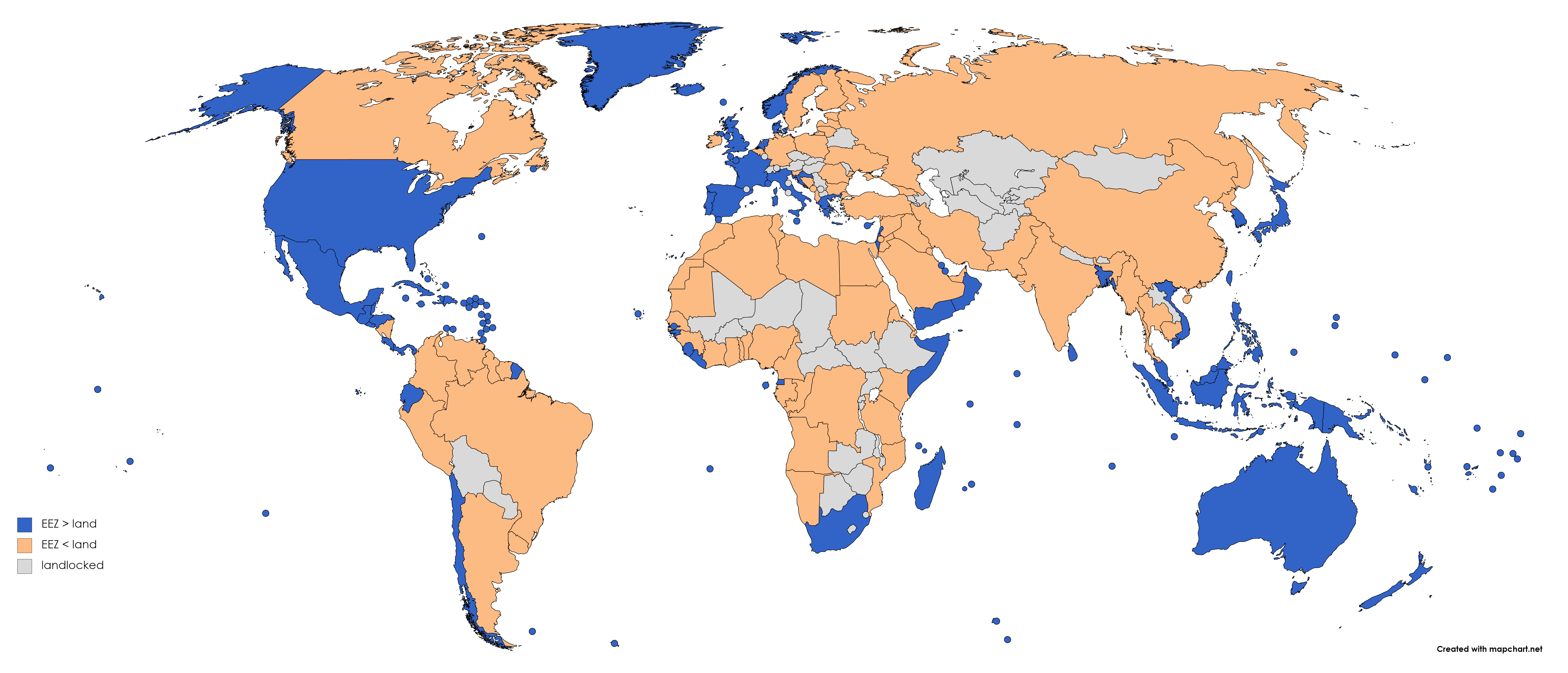 Exclusive Economic Zones vs Land Areas r/MapPorn