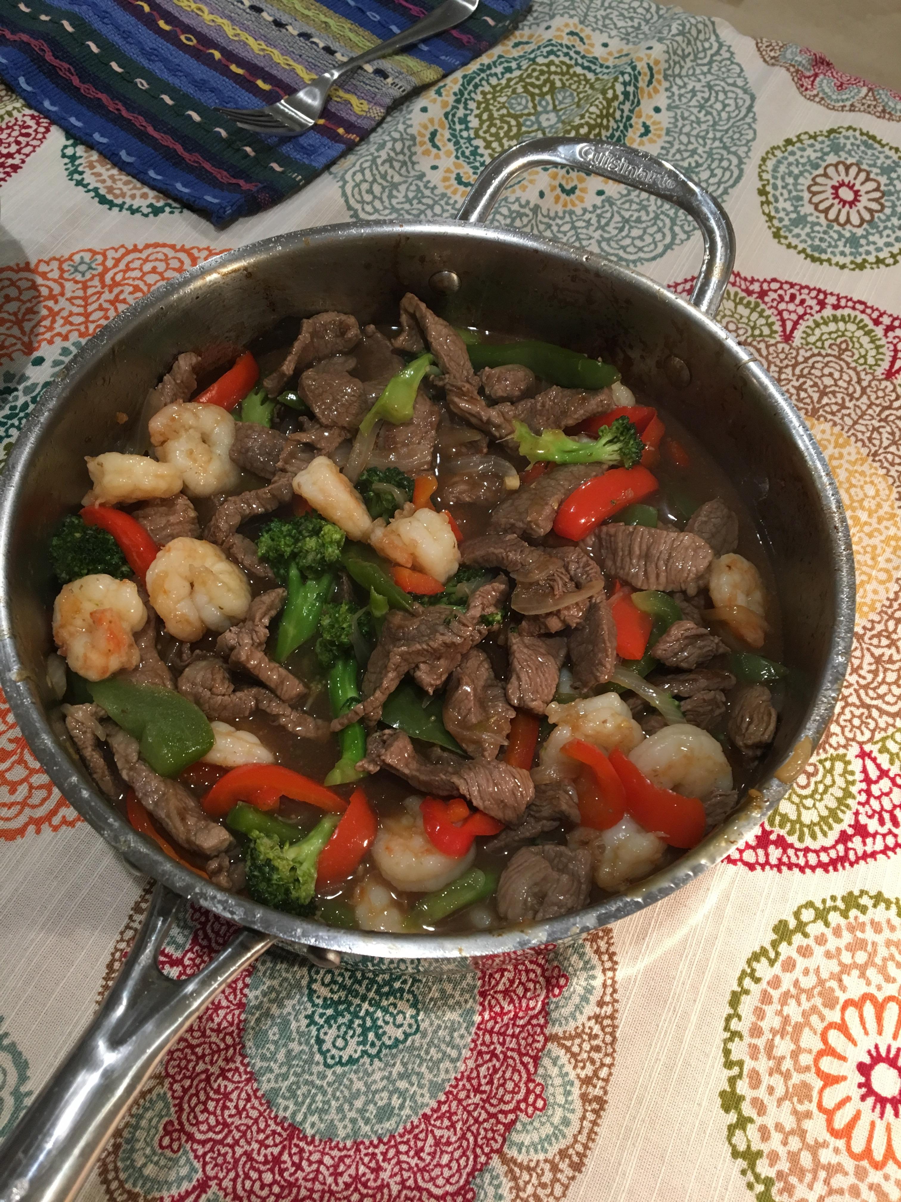 [Homemade] Beef and Shrimp teriyaki stir fry r/food