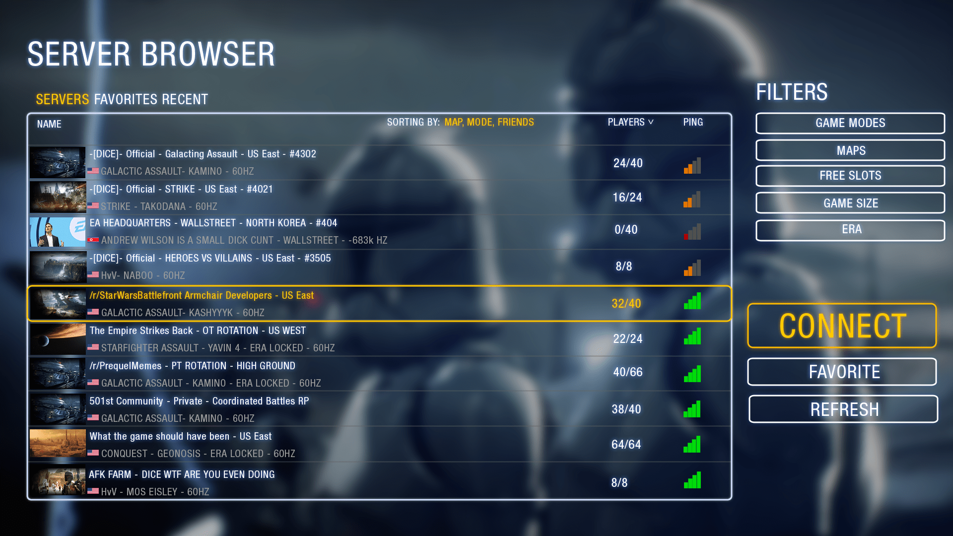 An actual Server Browser Concept (SW themed rather than