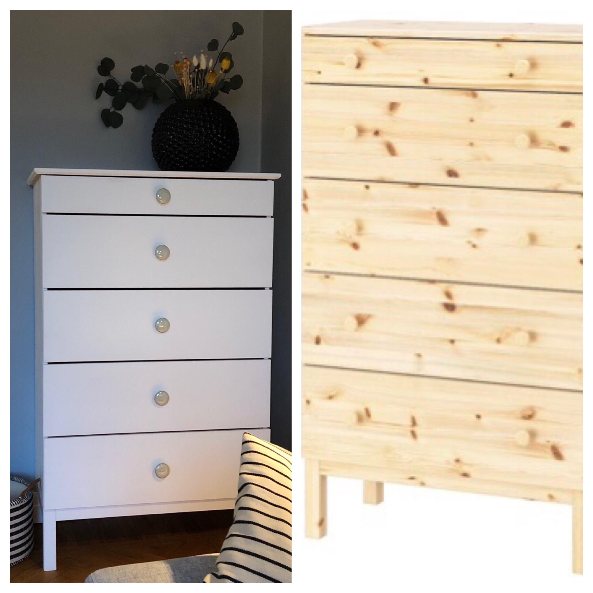 Tarva Ikea hack! No back legs, bolted to the wall. White paint and new