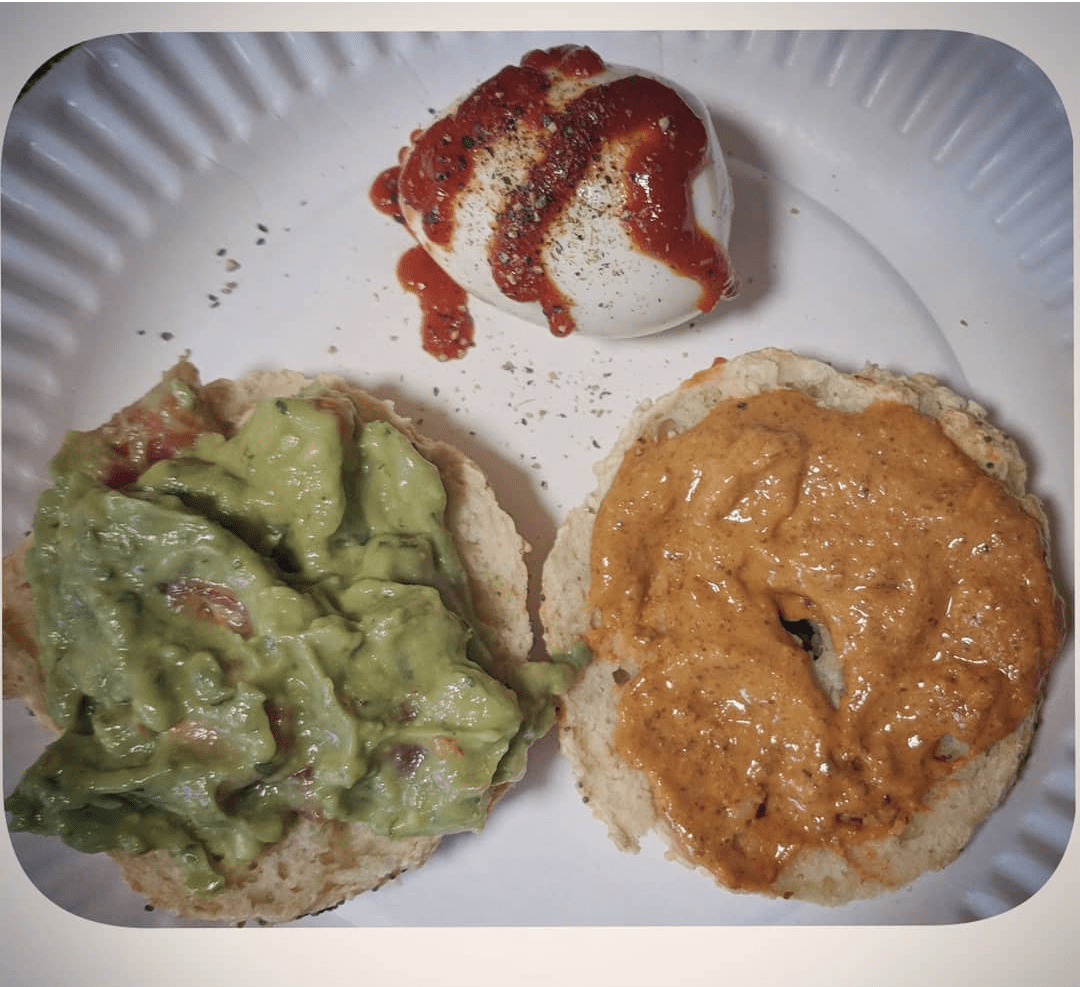 350 cal lunch. Skinnytaste bagels (silken tofu version), homemade