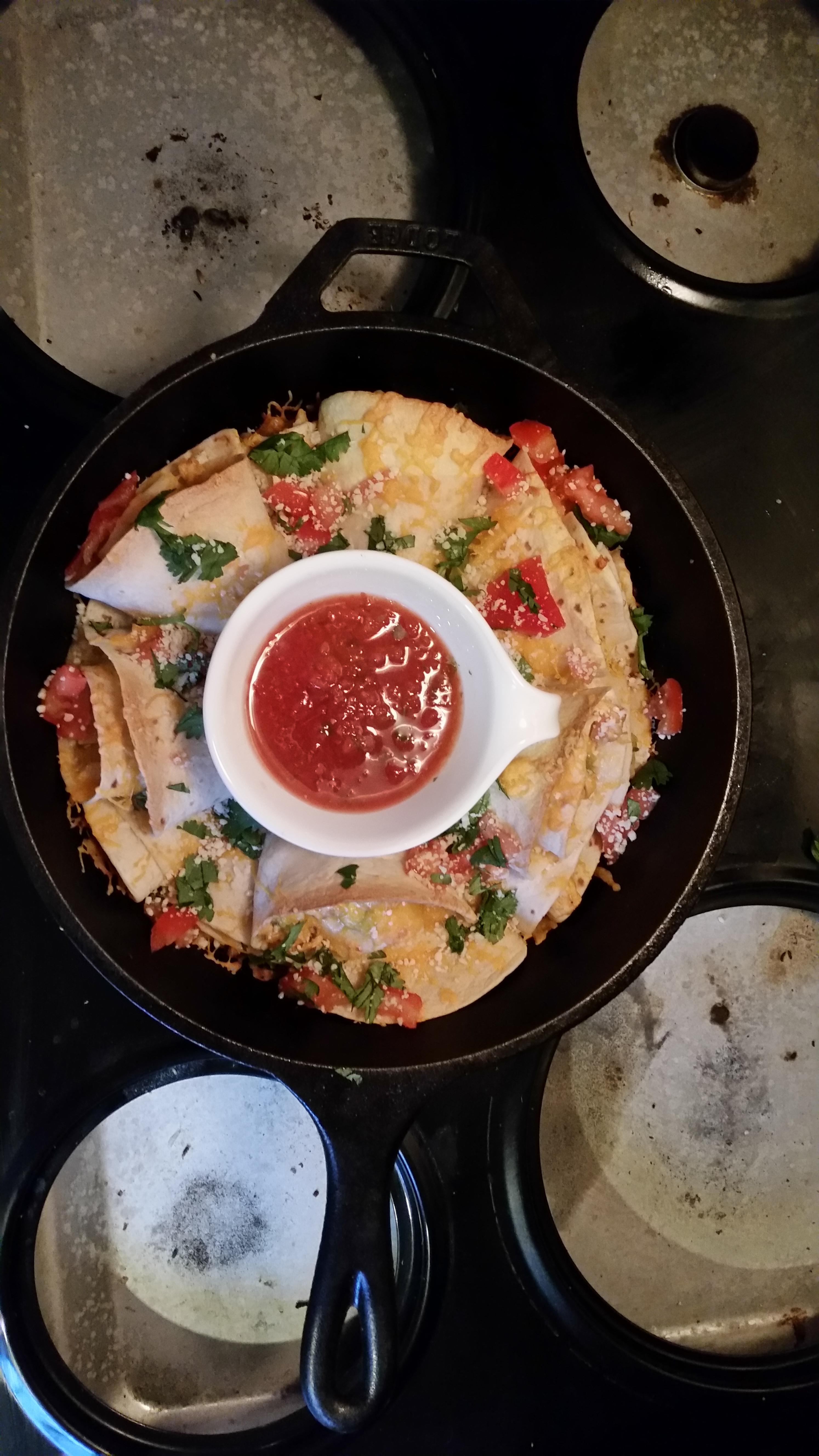 Blooming Chicken Quesadillas in a Lodge Dutch Oven r/castiron