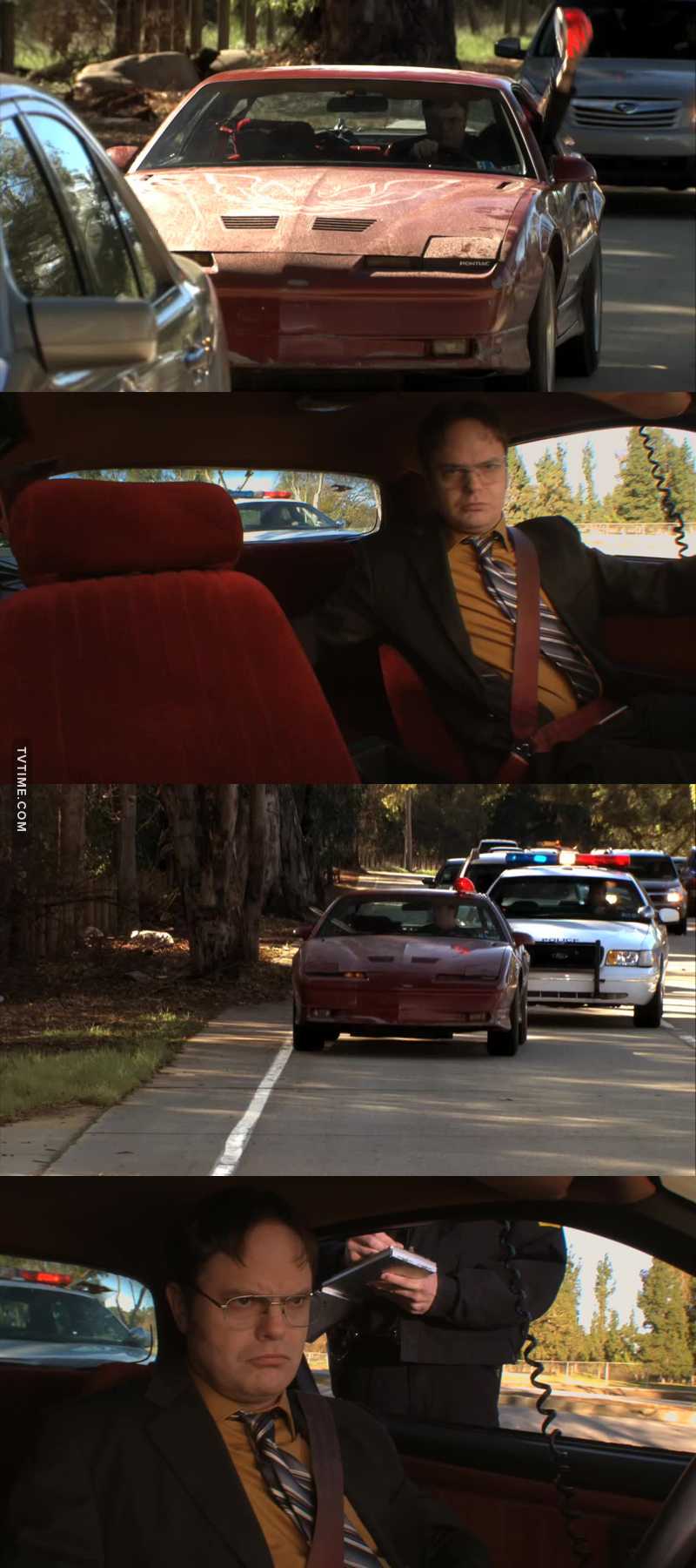 "Dwight, stop impersonating a police officer" just before throwing