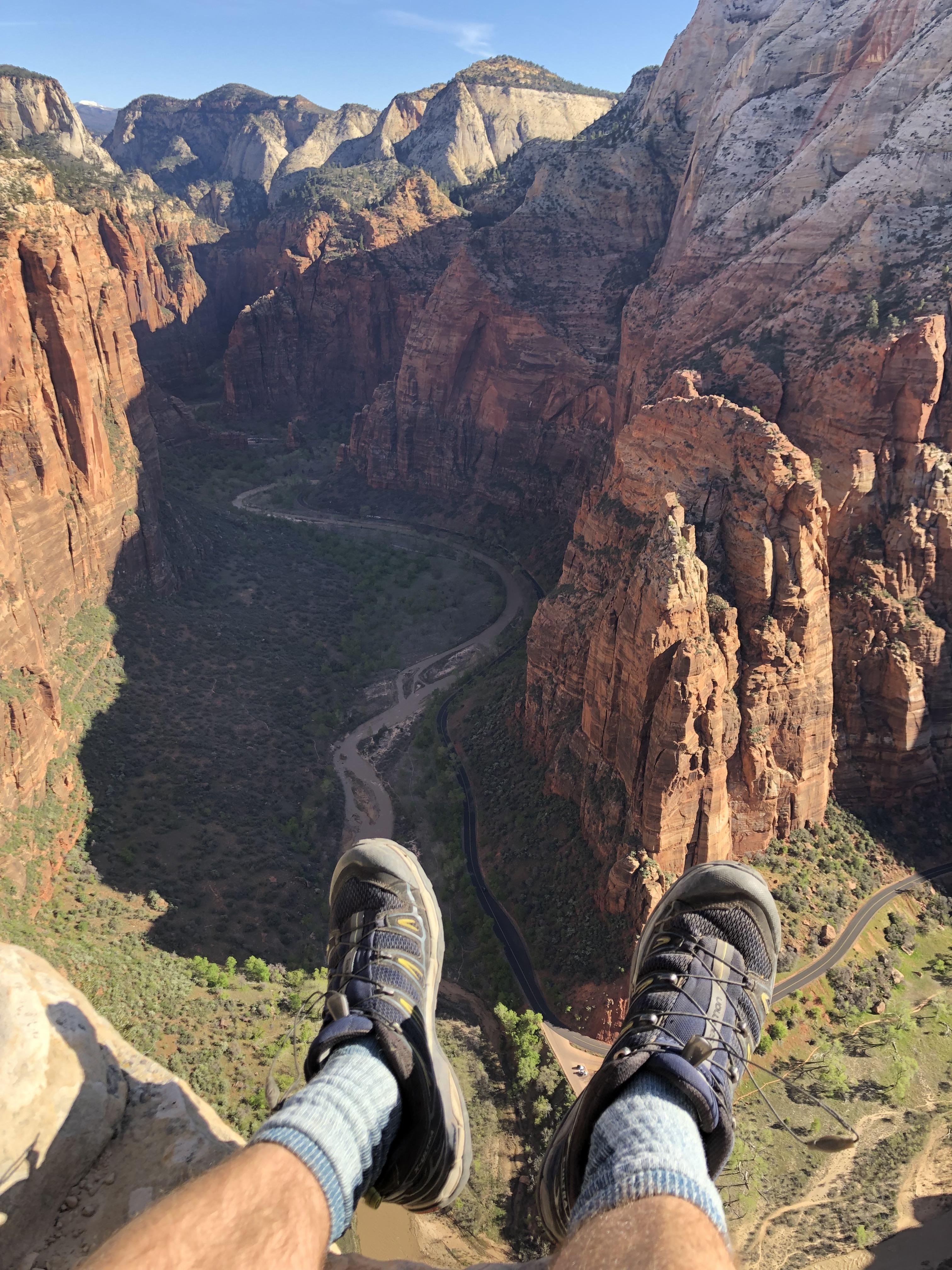 Relaxing at the Summit of Angels Landing, Zion National Park, Utah, USA