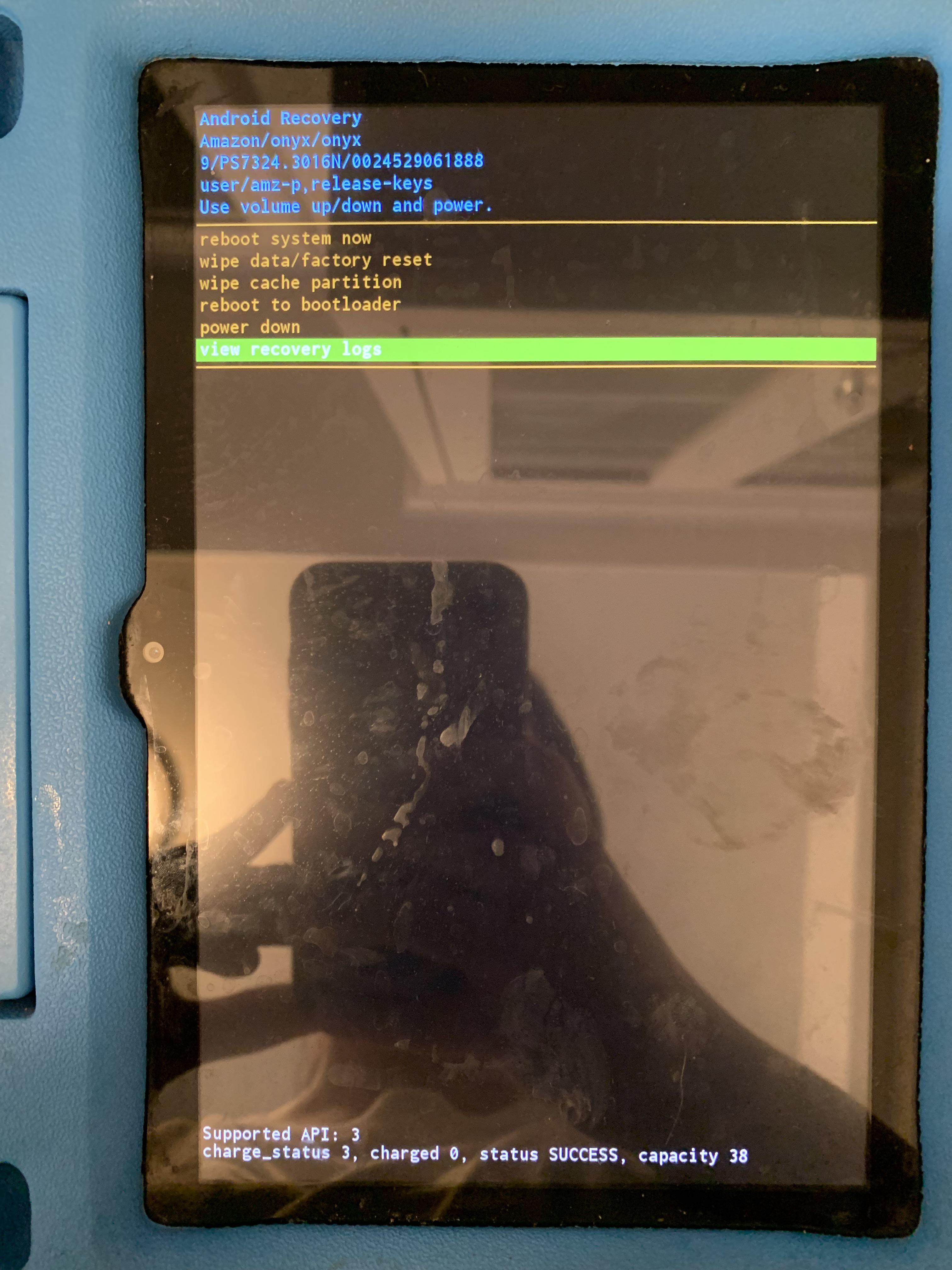 Fix an Amazon fire tablet that got wet and is now showing this screen 🥲