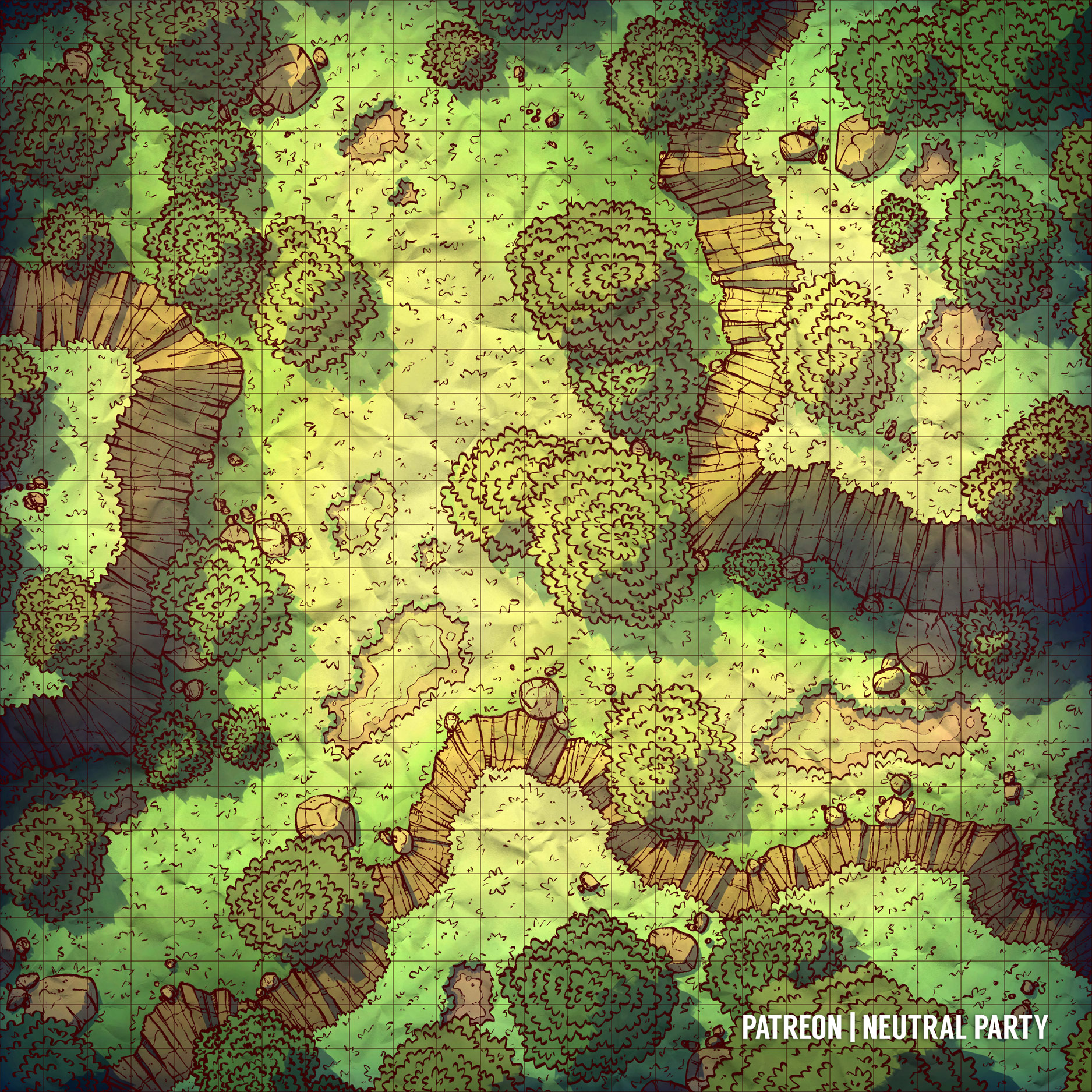 [OC][Art] Rocky Forest Battlemap r/DnD