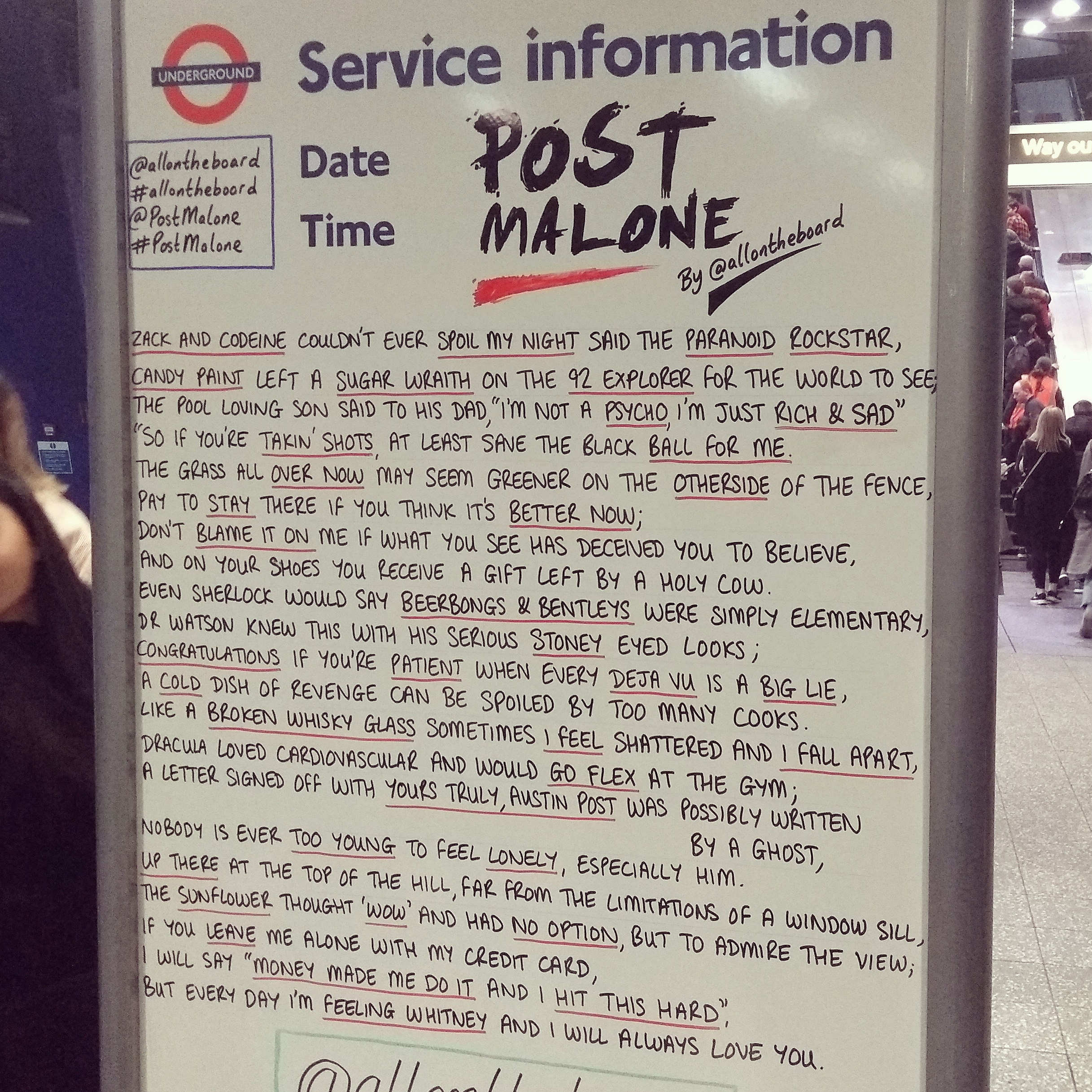 At the tube station near The O2 Arena, London r/PostMalone