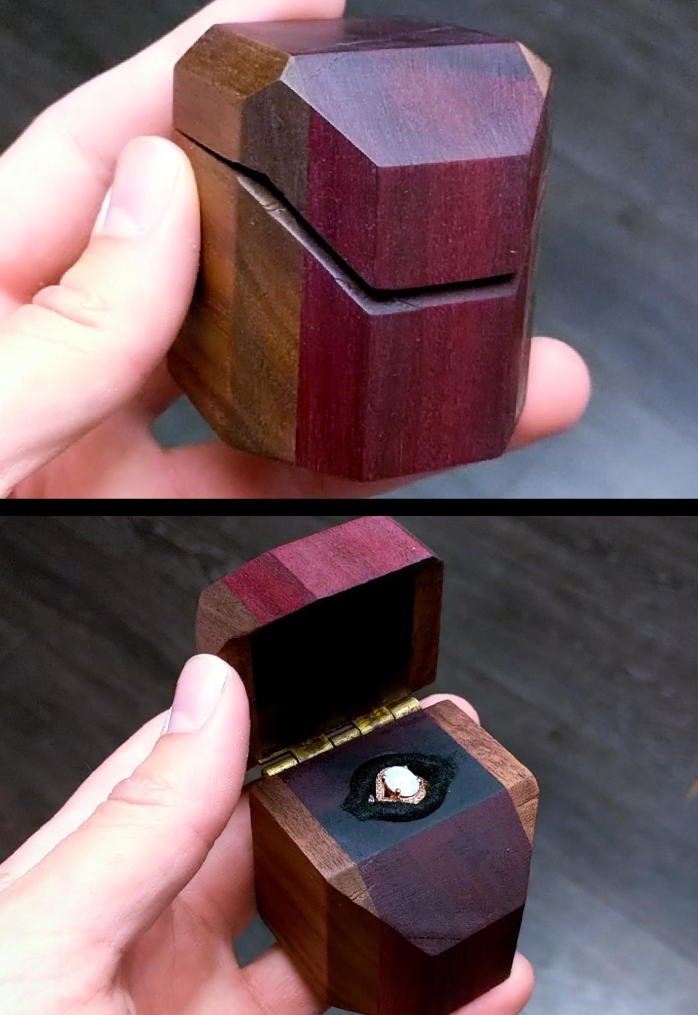 Promise Ring Box Purpleheart and Walnut r/woodworking