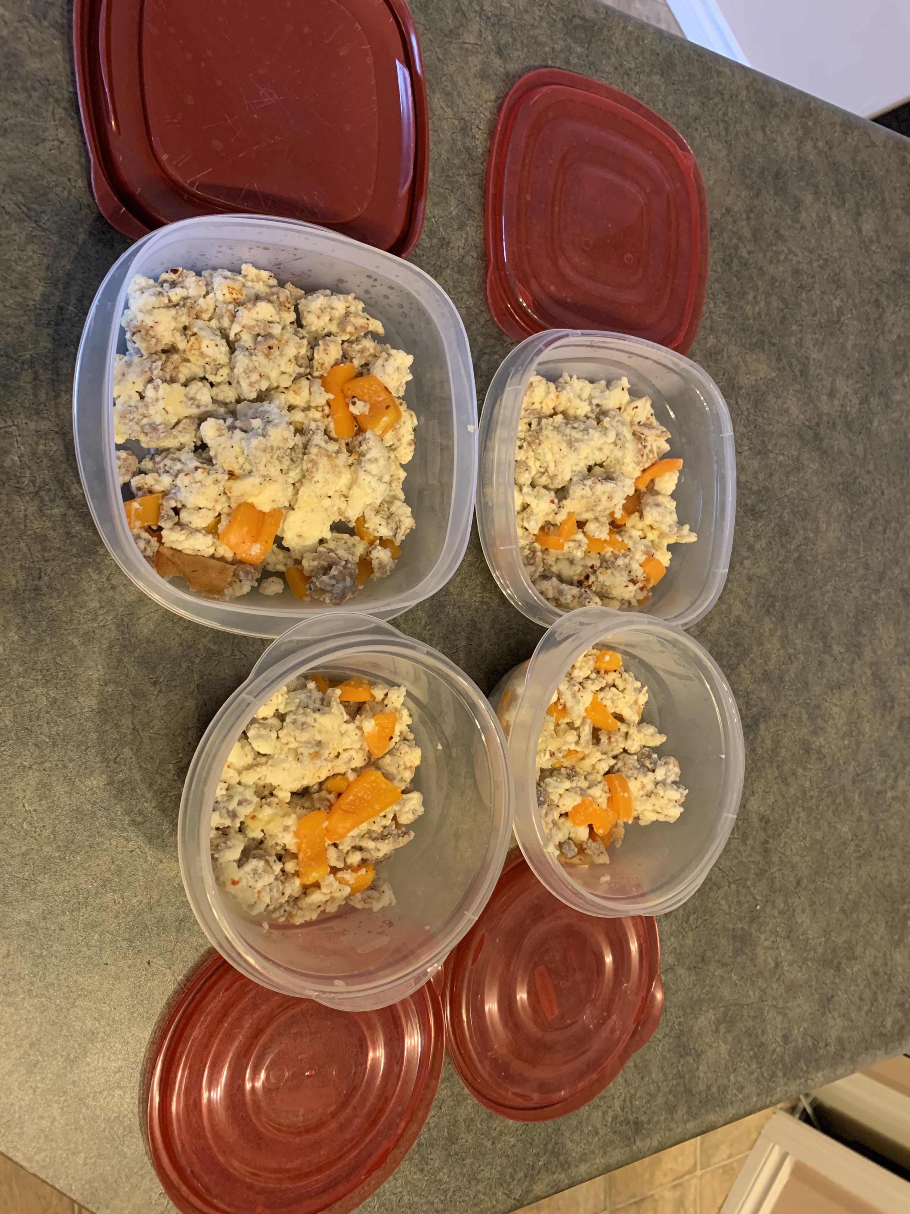 3 ingredient meal prep. One carton of egg whites, one large bell pepper