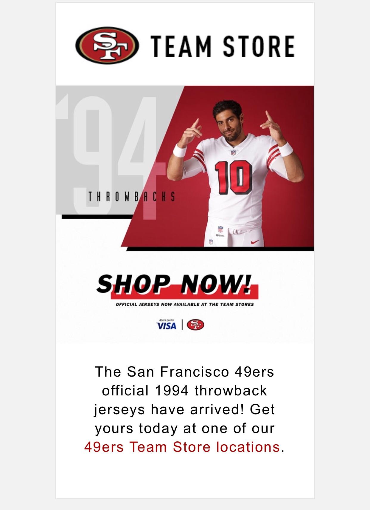 Throwback jerseys are now in team stores. r/49ers