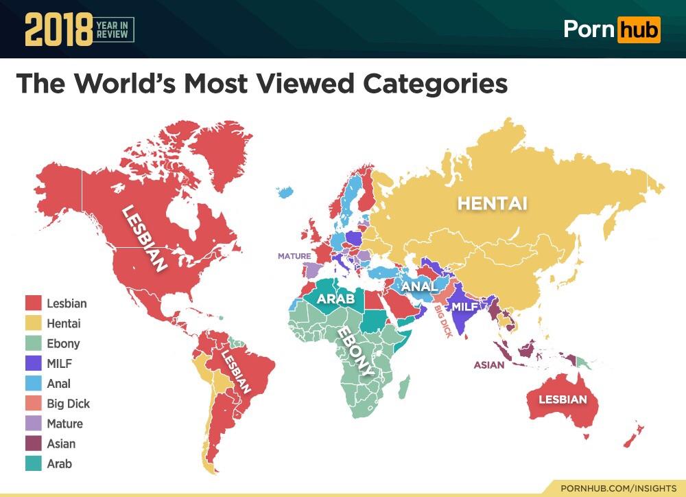 A visual breakdown of the most popular porn categories around the world. : Map_Porn