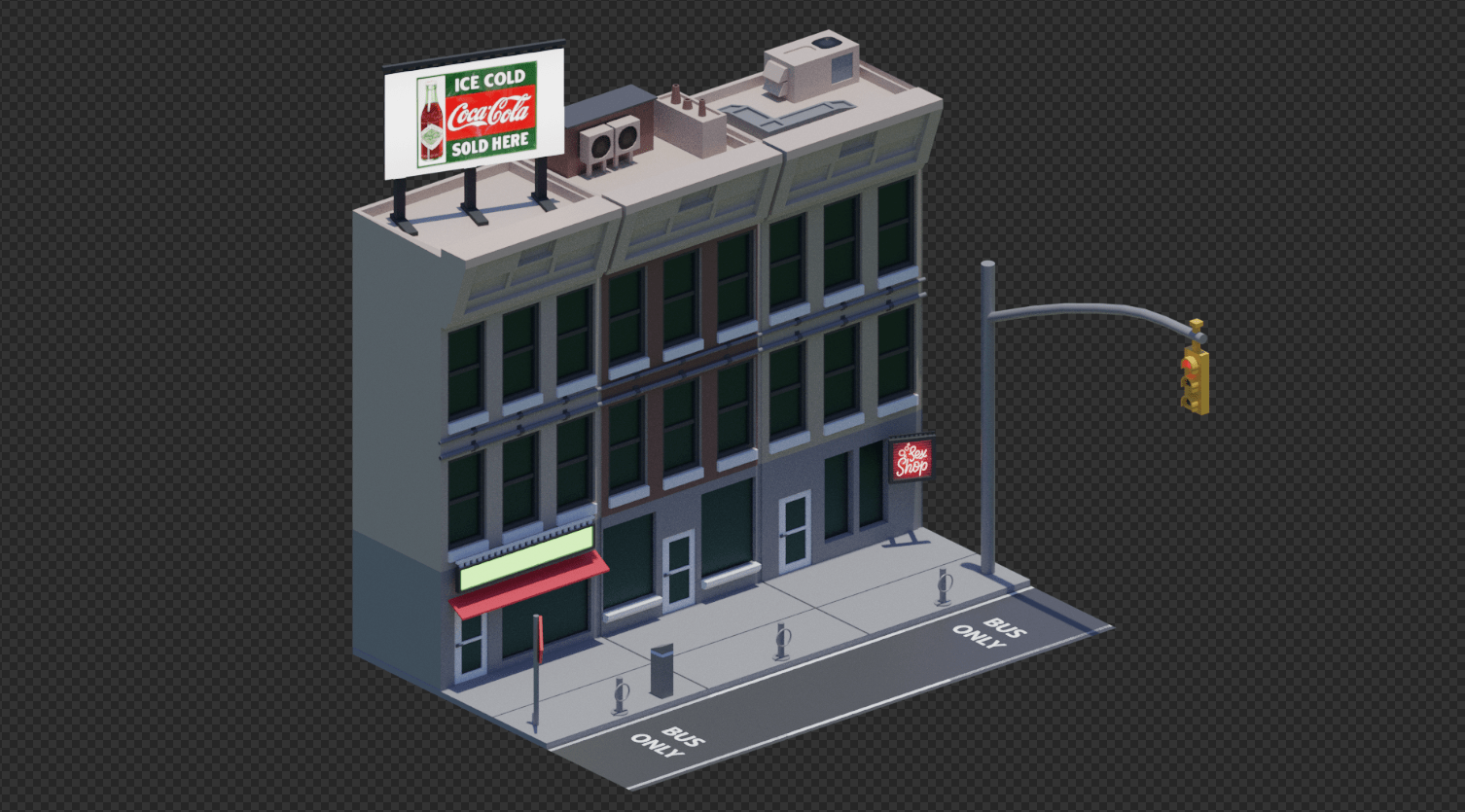 Isometric Street, Blender 2.8, Cycles ) blender