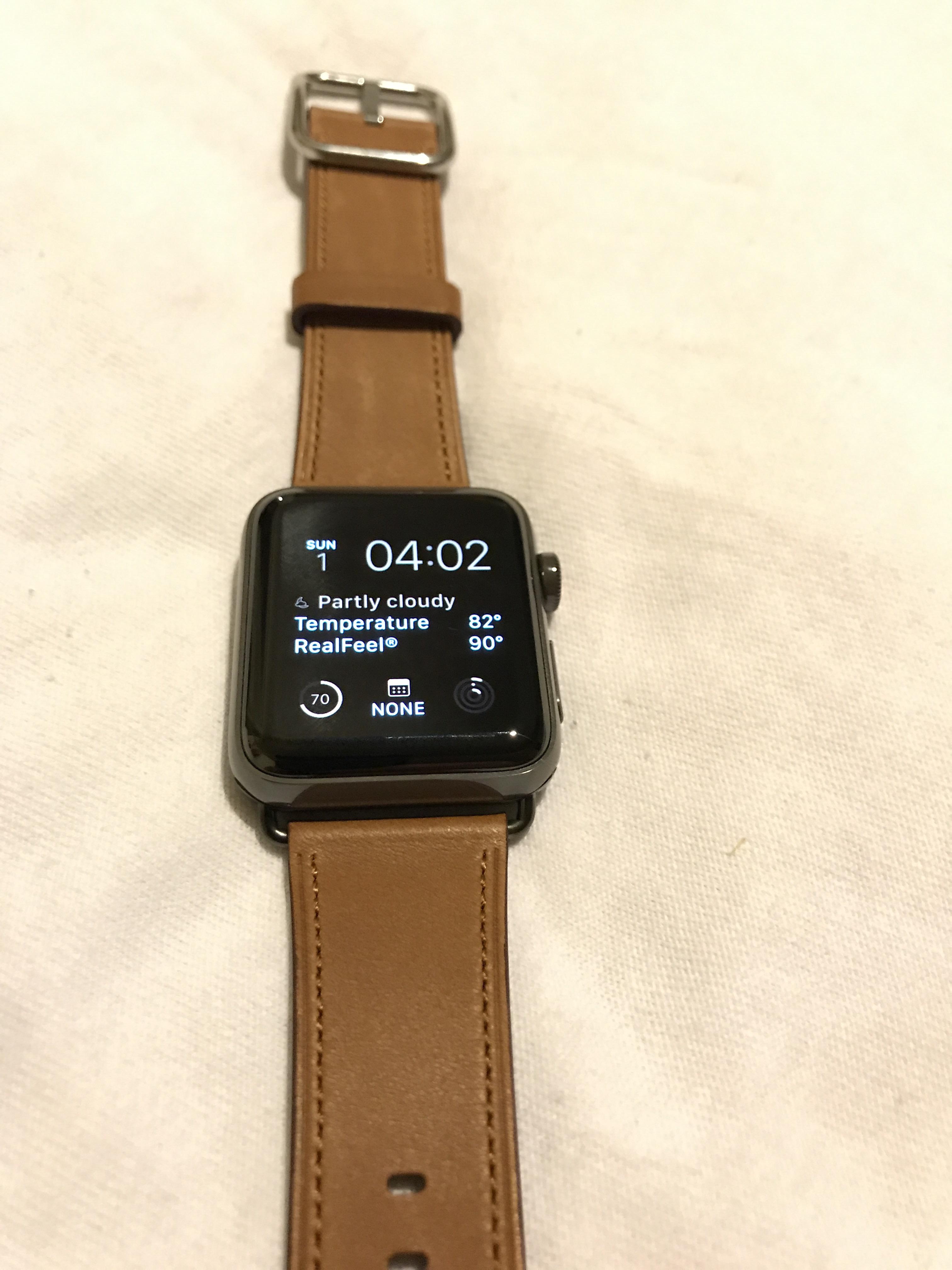 Series 3 Apple Watch Edition Gray Ceramic on Saddle Brown Leather