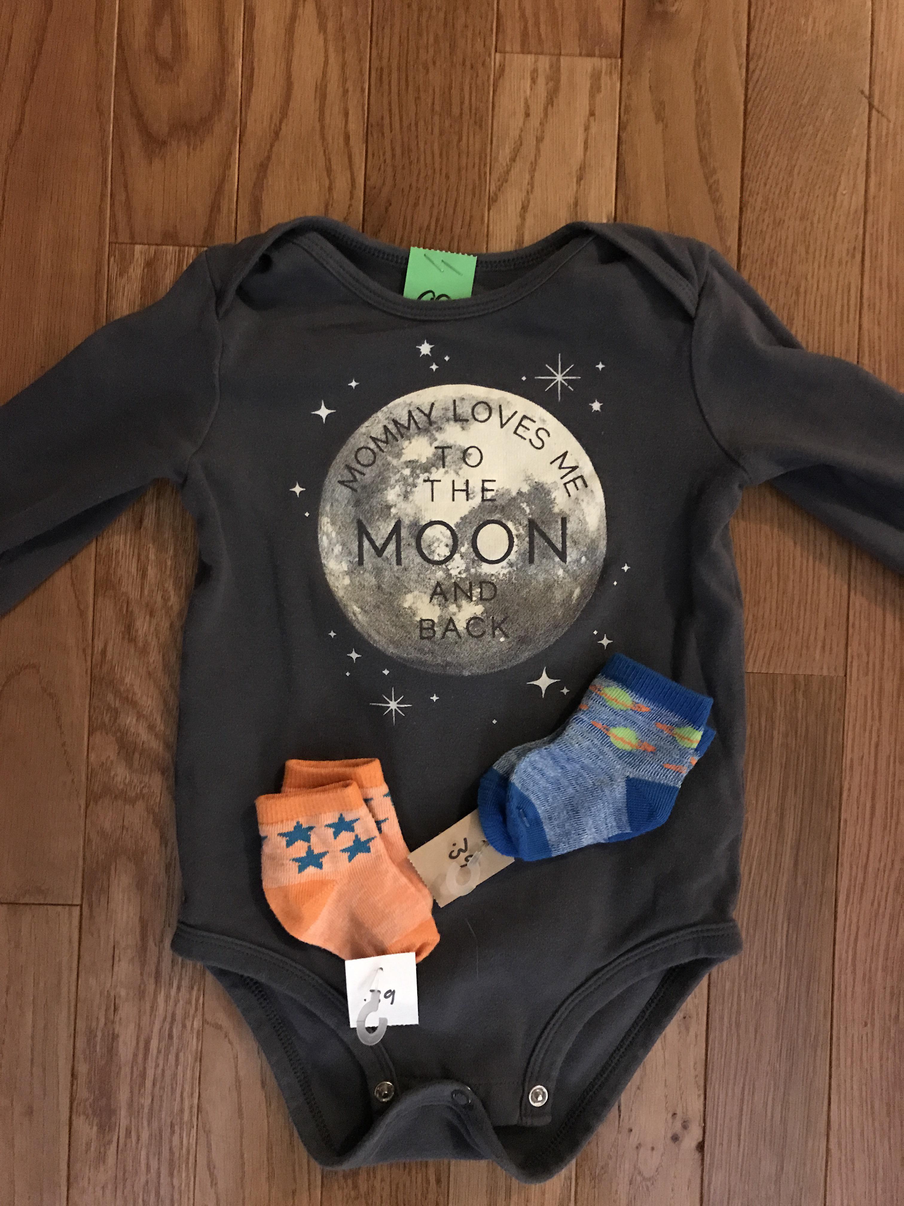 Likenew baby clothes for my sister’s space themed baby shower! Used