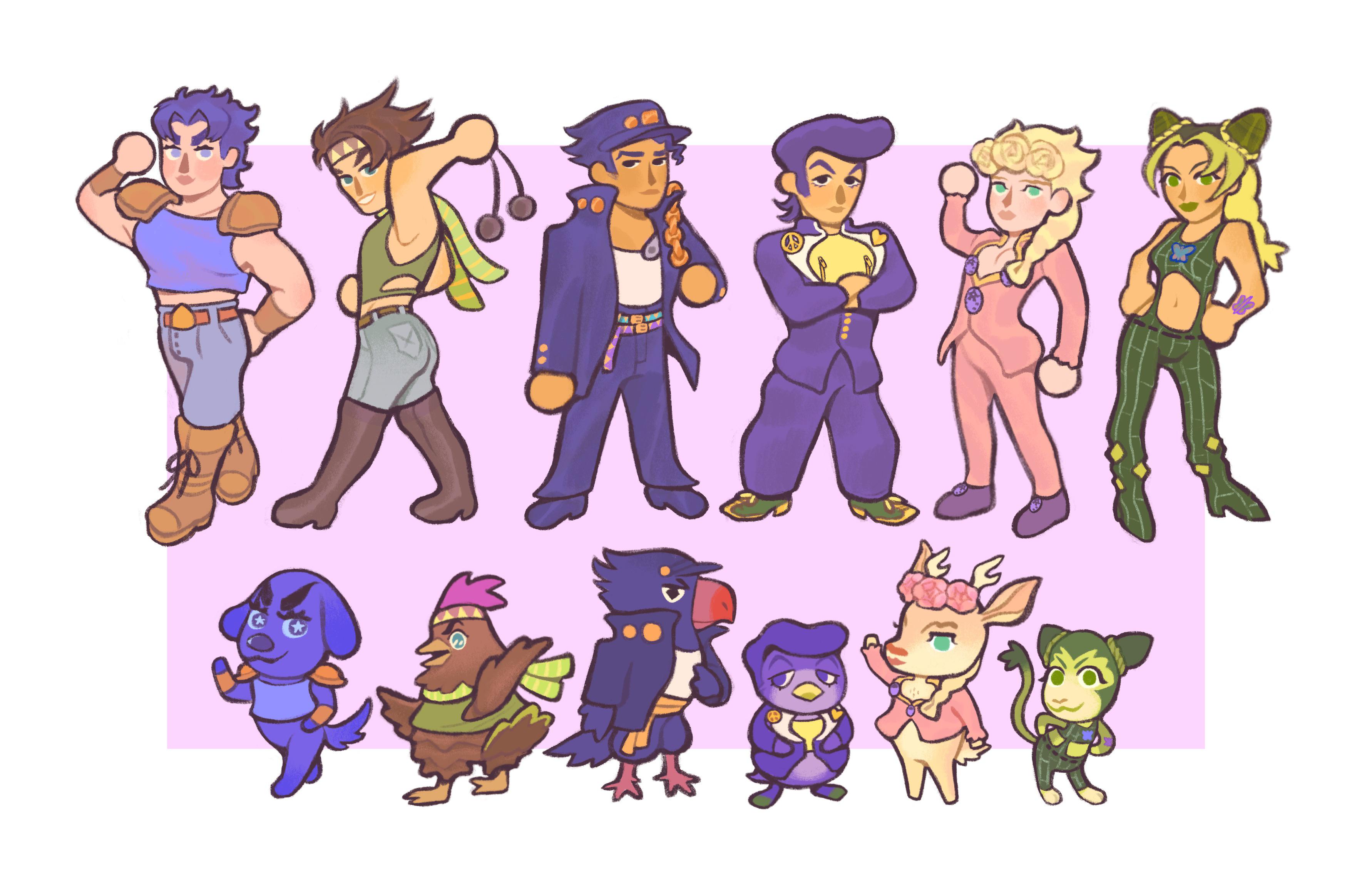 I drew all of the JoJo’s (so far) as Animal Crossing villagers. Tagging spoiler in case you don